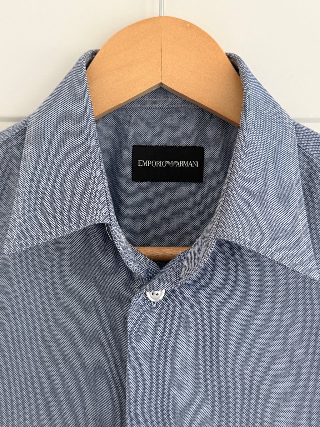 Emporio Armani Blue Cotton Shirt - Size Medium