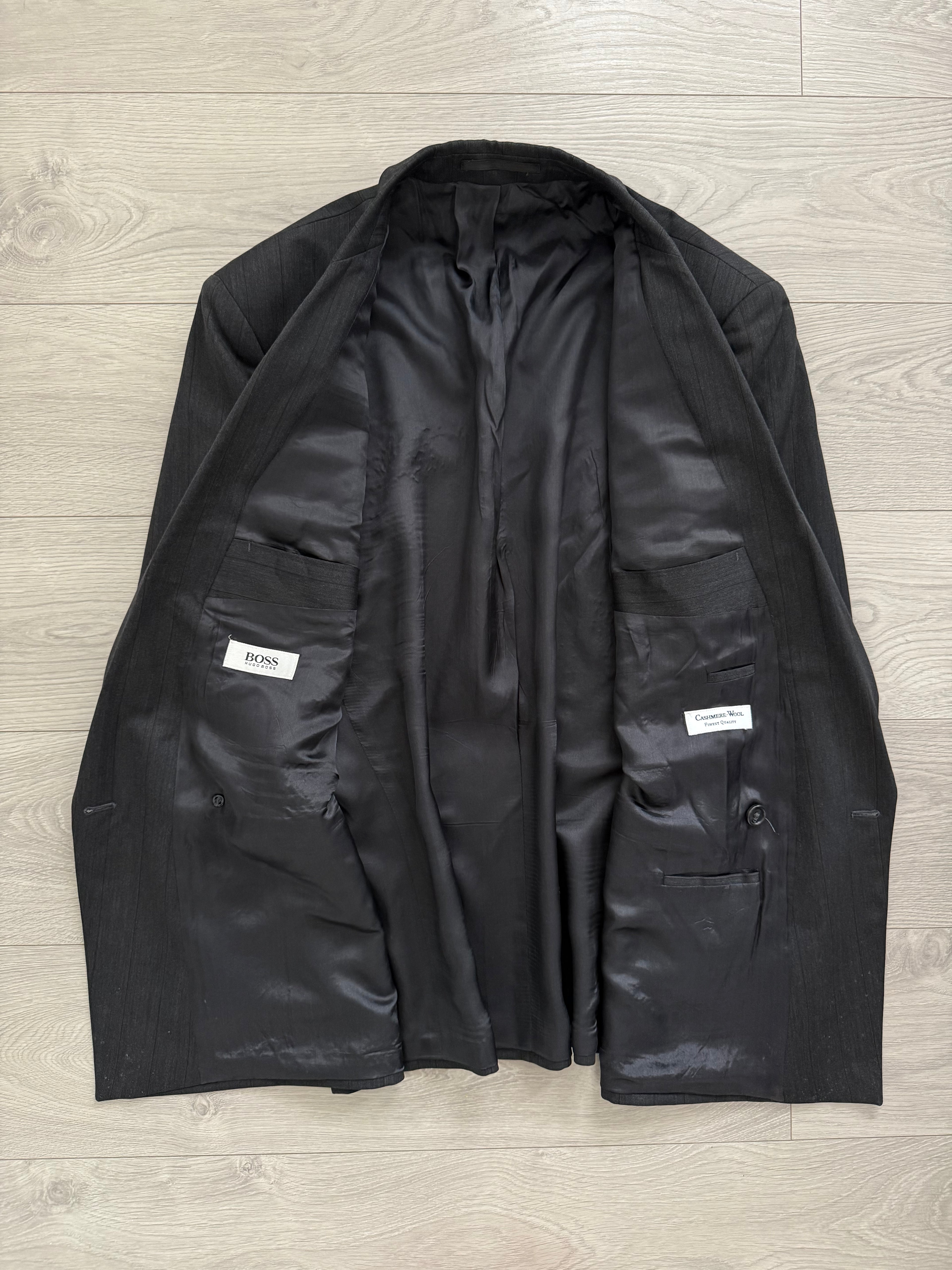 Hugo Boss 1980s 'Al Capone' Double Breasted Pleated Wool Cashmere Suit - Size XXL Jacket / 36" Waist