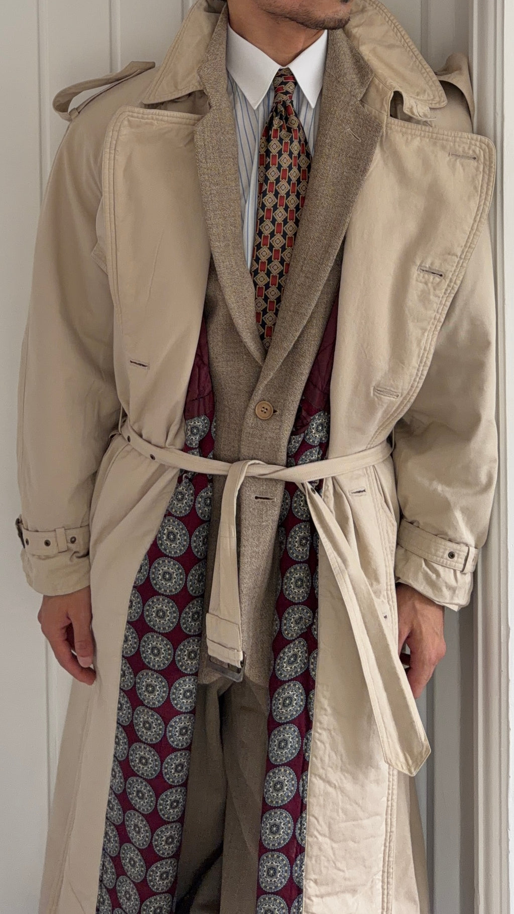 Hugo Boss 1980s Padded Power Trench Coat - Size L