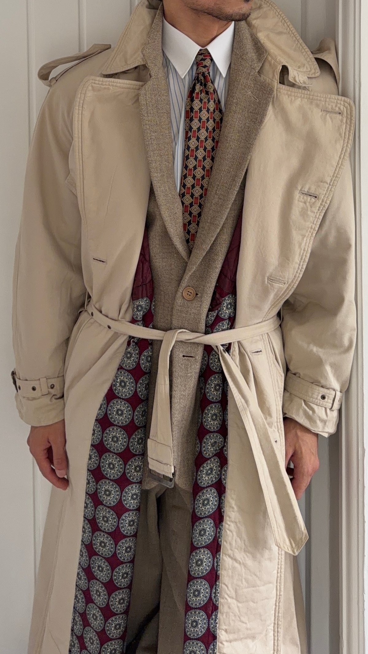 Hugo Boss 1980s Padded Power Trench Coat - Size L