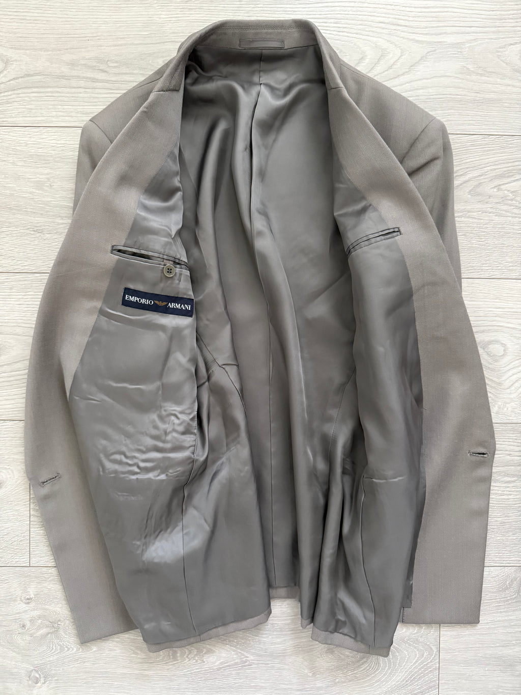 Emporio Armani 1990s Peaked Lapel Double Breasted Taupe Sports Jacket Blazer - Size S