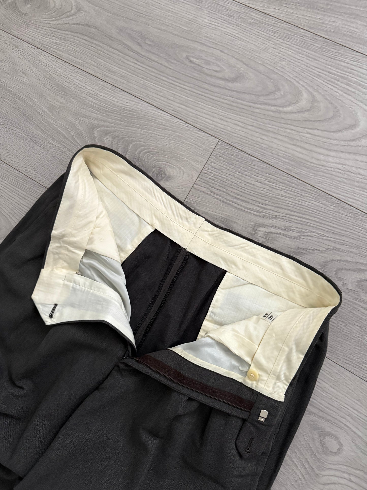 Giorgio Armani 1990s Double Breasted Triple Pleat Wool Suit - Size M Jacket / 32" Waist