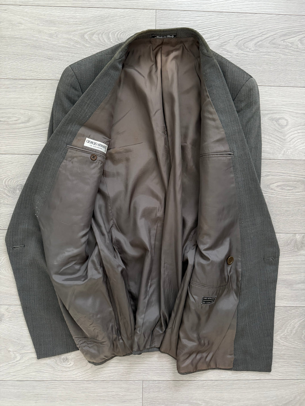 Giorgio Armani 1980s Peaked Lapel Double Breasted Textured Wool Sports Blazer Jacket - Size L