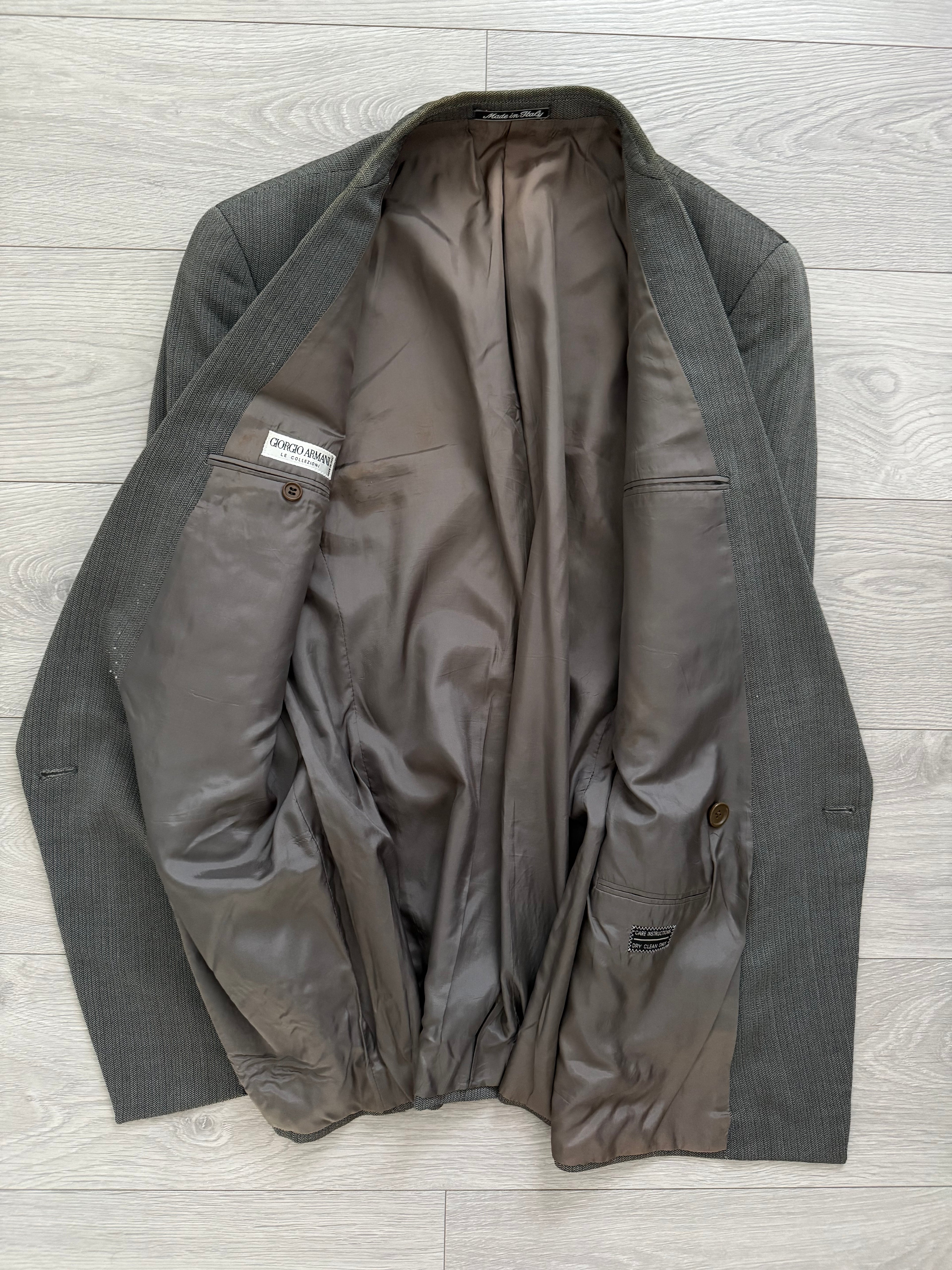 Giorgio Armani 1980s Peaked Lapel Double Breasted Textured Wool Sports Blazer Jacket - Size L