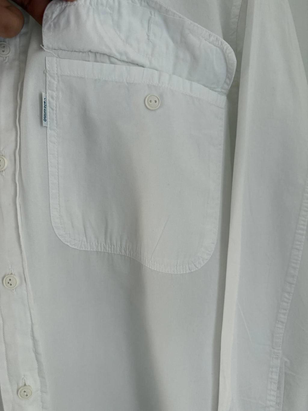 Valentino 1980s Spear Collar Chest Pocket Cotton Shirt - Size M