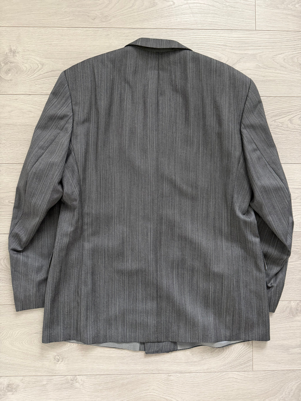 1980s Vintage Peaked Lapel Double Breasted Pleated Wool Textured Suit - Size XXL Jacket / 36" Waist