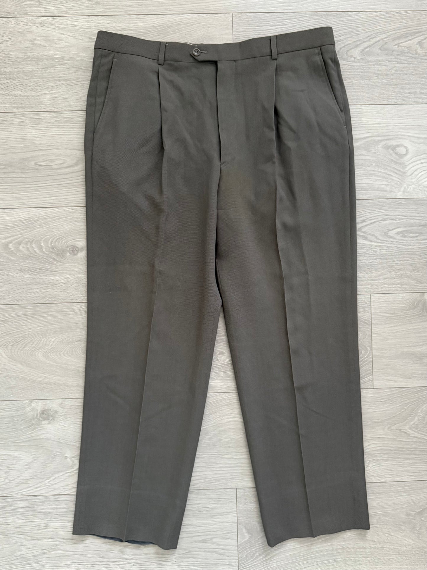 Armani 1990s Double Breasted Draped Pleated Wool Suit - Size XXL Jacket / 38" Waist