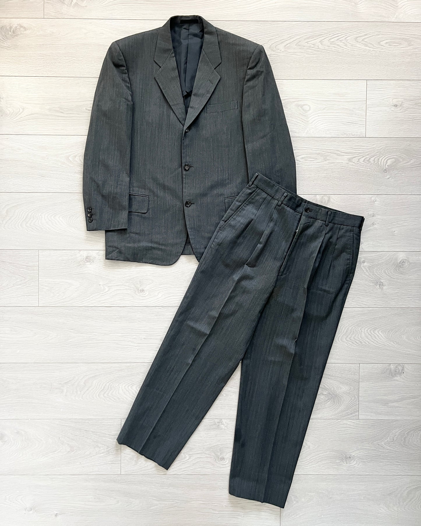 Comme Des Garcons Homme Deux 1998 Textured Pleated Suit - Size L Jacket / 32" Waist