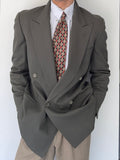 Emporio Armani 1980s Peaked Lapel Double Breasted Wool Sports Jacket Blazer Green - Size S