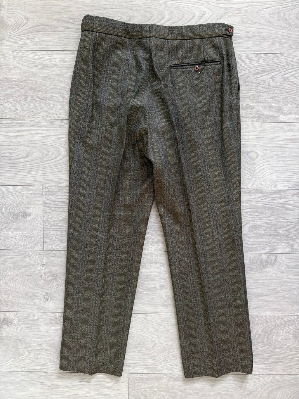 Vintage 1980s 2B Wool Textured Green Brown Suit - Size M Jacket / 32" Waist