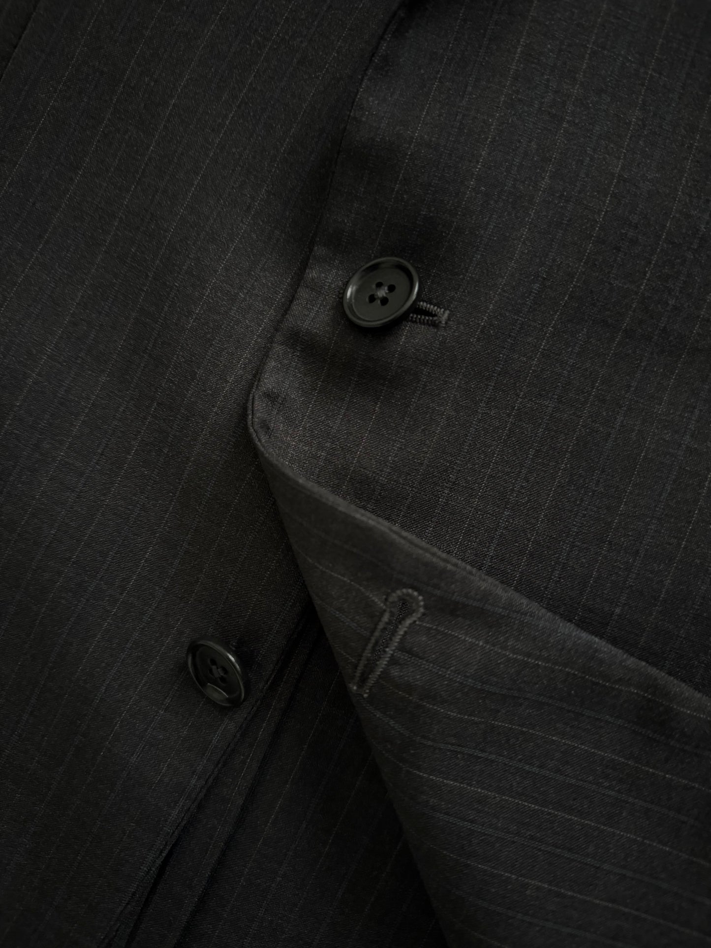 Giorgio Armani 1990s Striped Pleated Wool Suit - Size L Jacket / 36" Waist