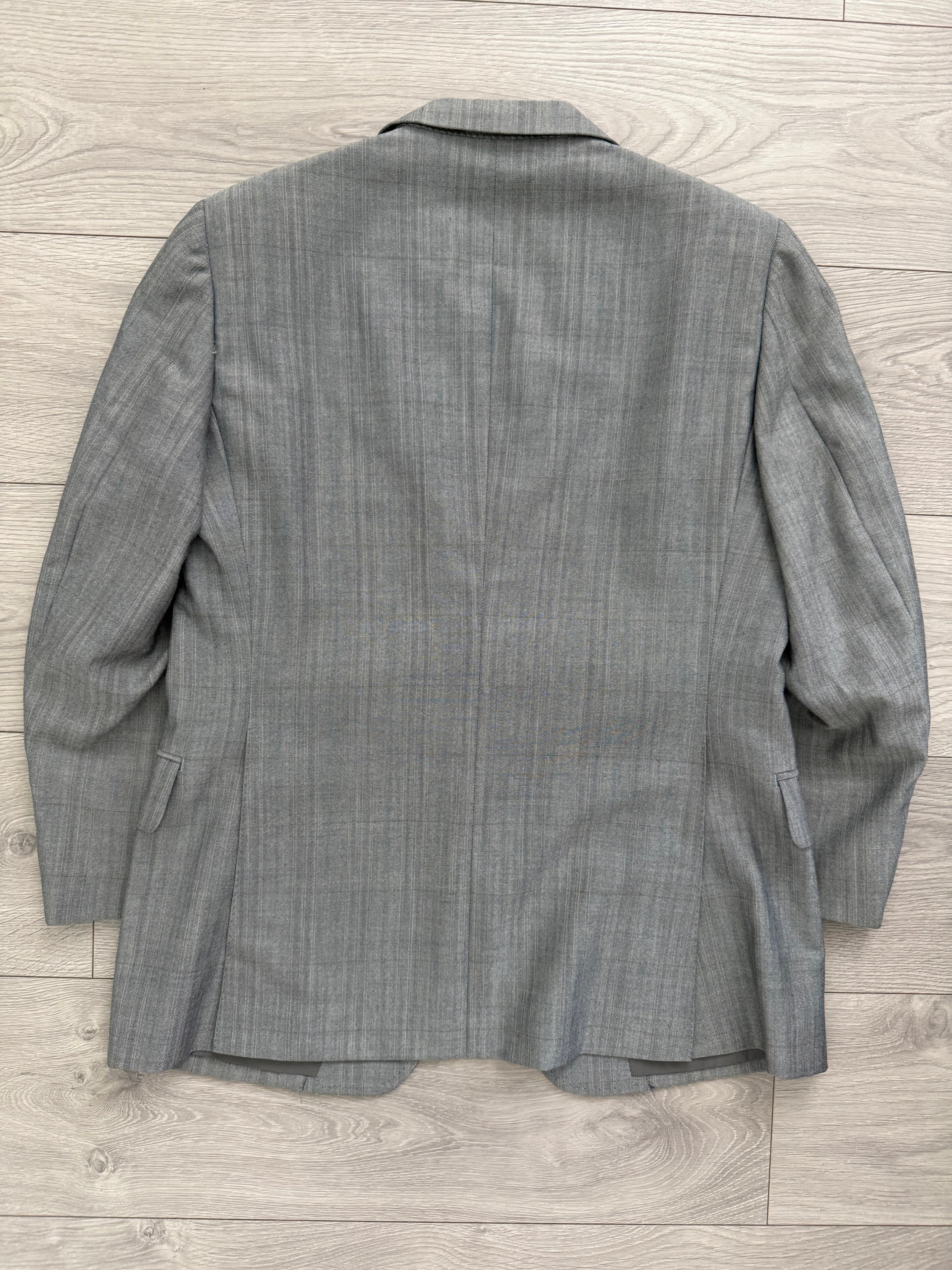 Burberry 1990s 2B Wool Check Grey Suit - Size S Jacket / 32" Waist