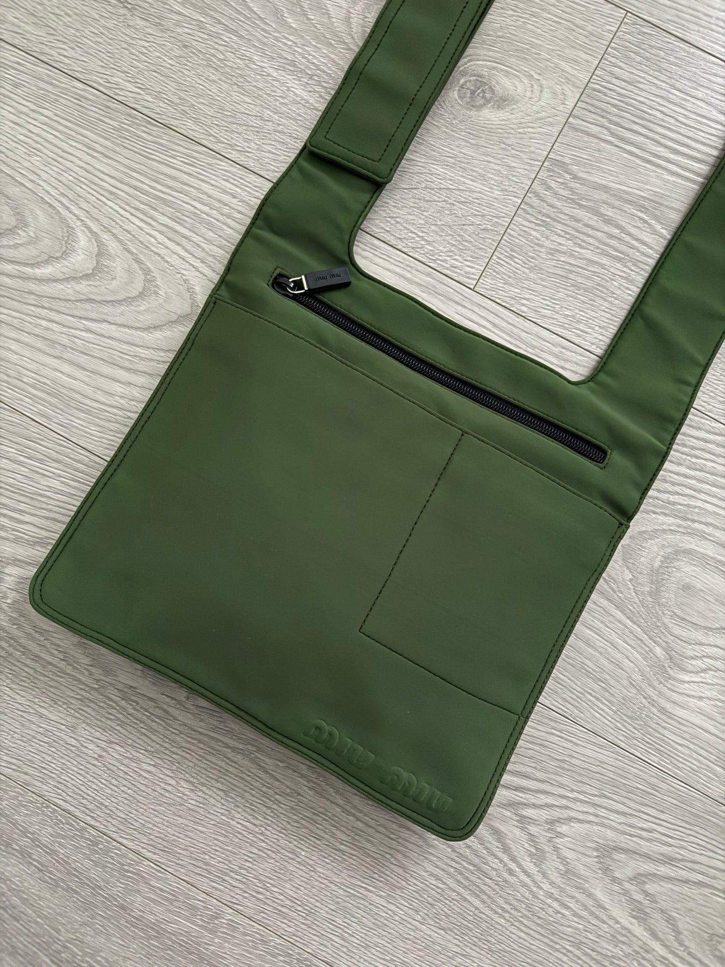 Miu Miu FW1999 Tech Fabric Signature Green Crossbody Bag