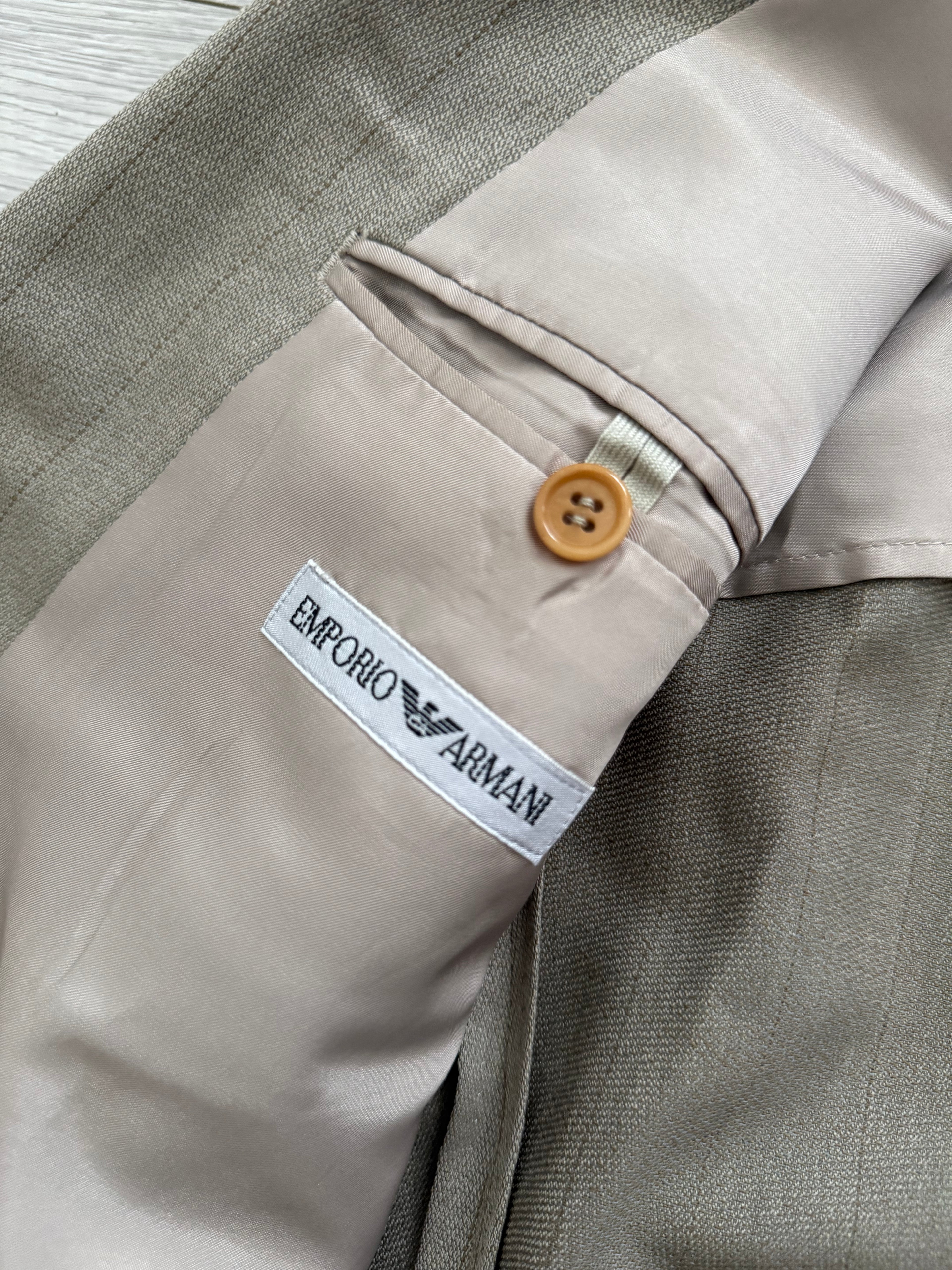 Emporio Armani 1990s Peaked Lapel Double Breasted Lightweight Wool Sports Jacket Blazer - Size M
