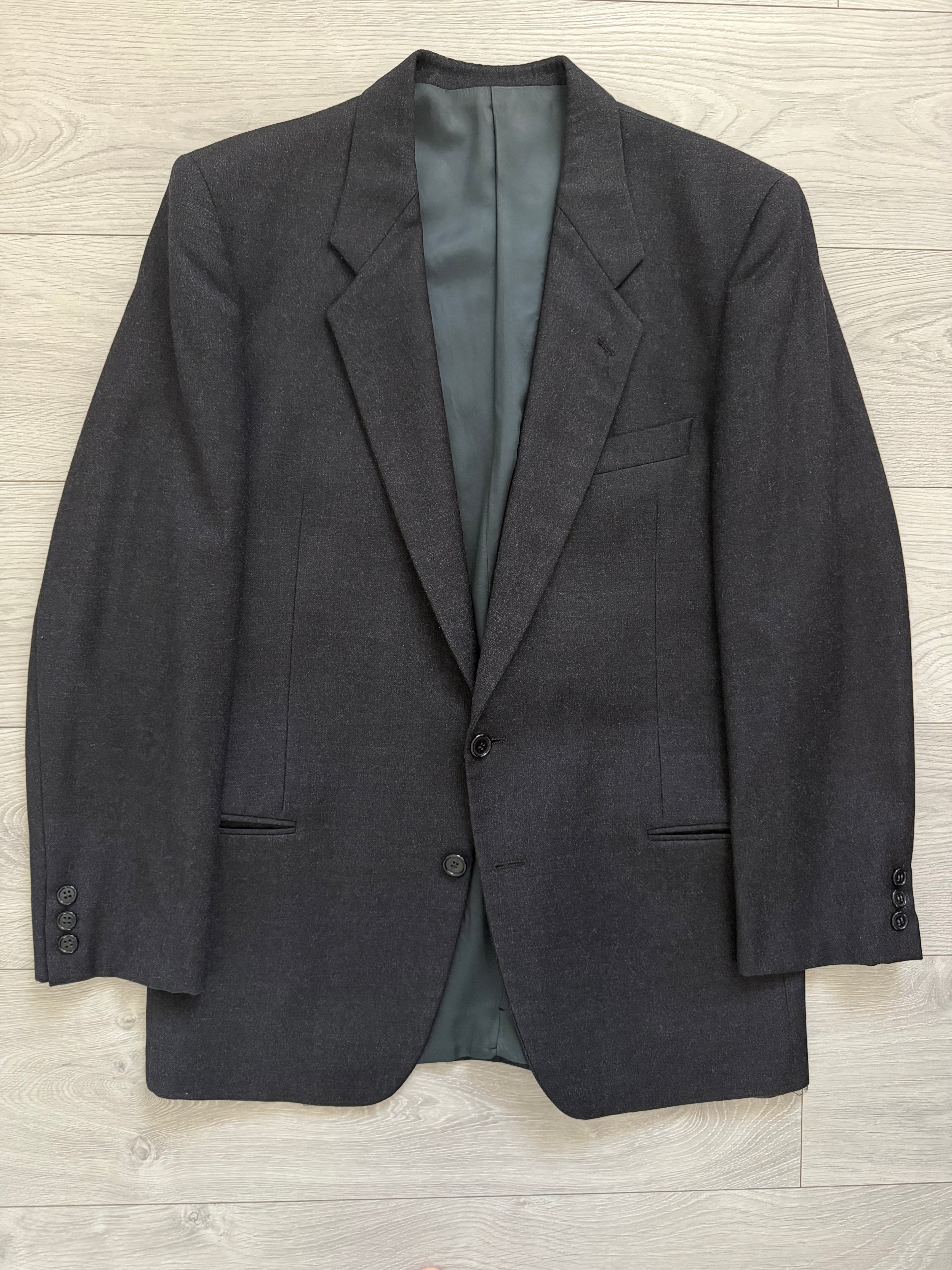 Giorgio Armani Mainline 1980s 2B Double Pleat Wool Charcoal Grey Suit - Size S Jacket / 30" Waist