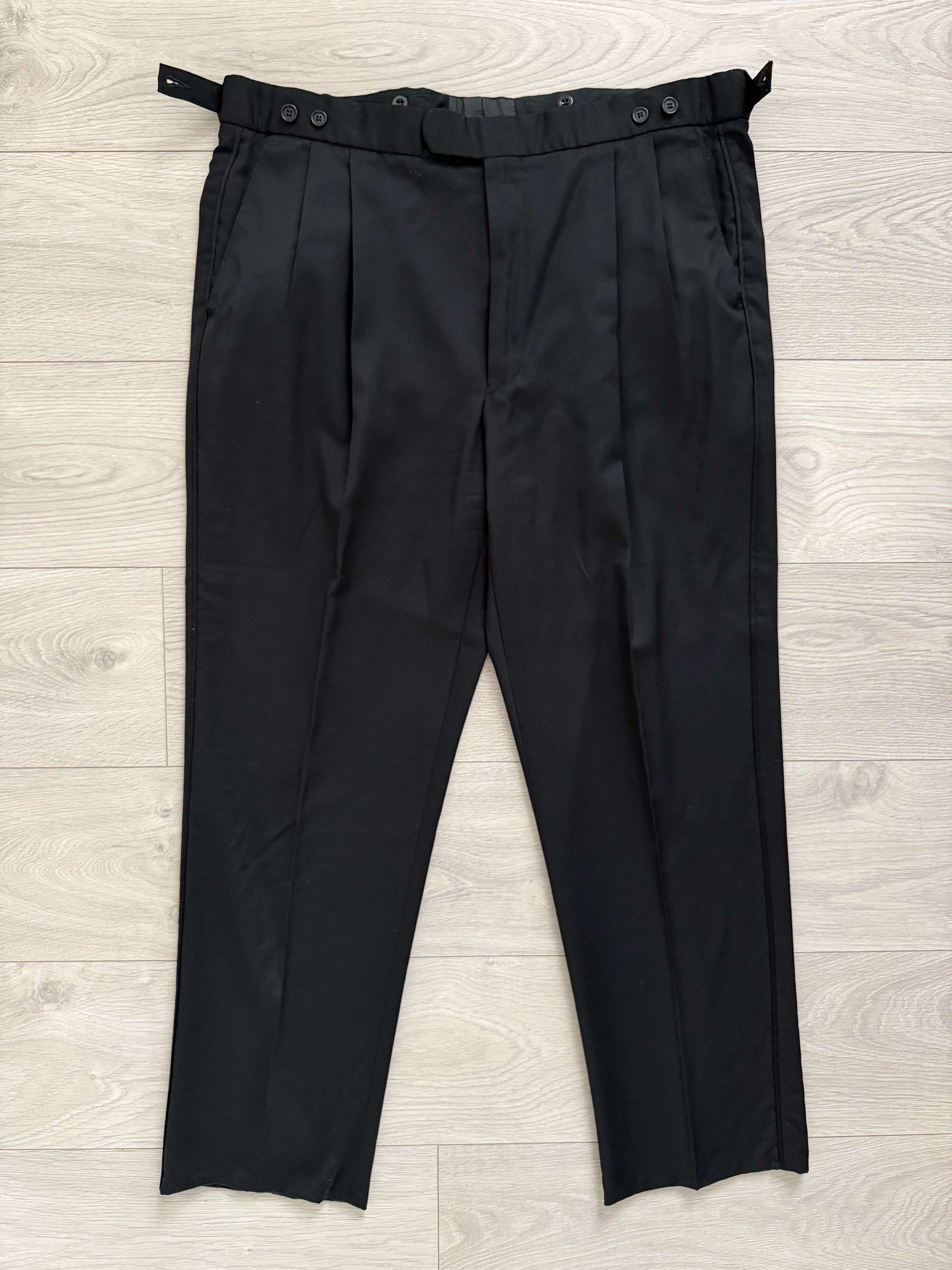 Hugo Boss 1990s Super 110s Tuxedo Double Breasted Pleated Wool Suit - Size XXL Jacket / 38" Waist