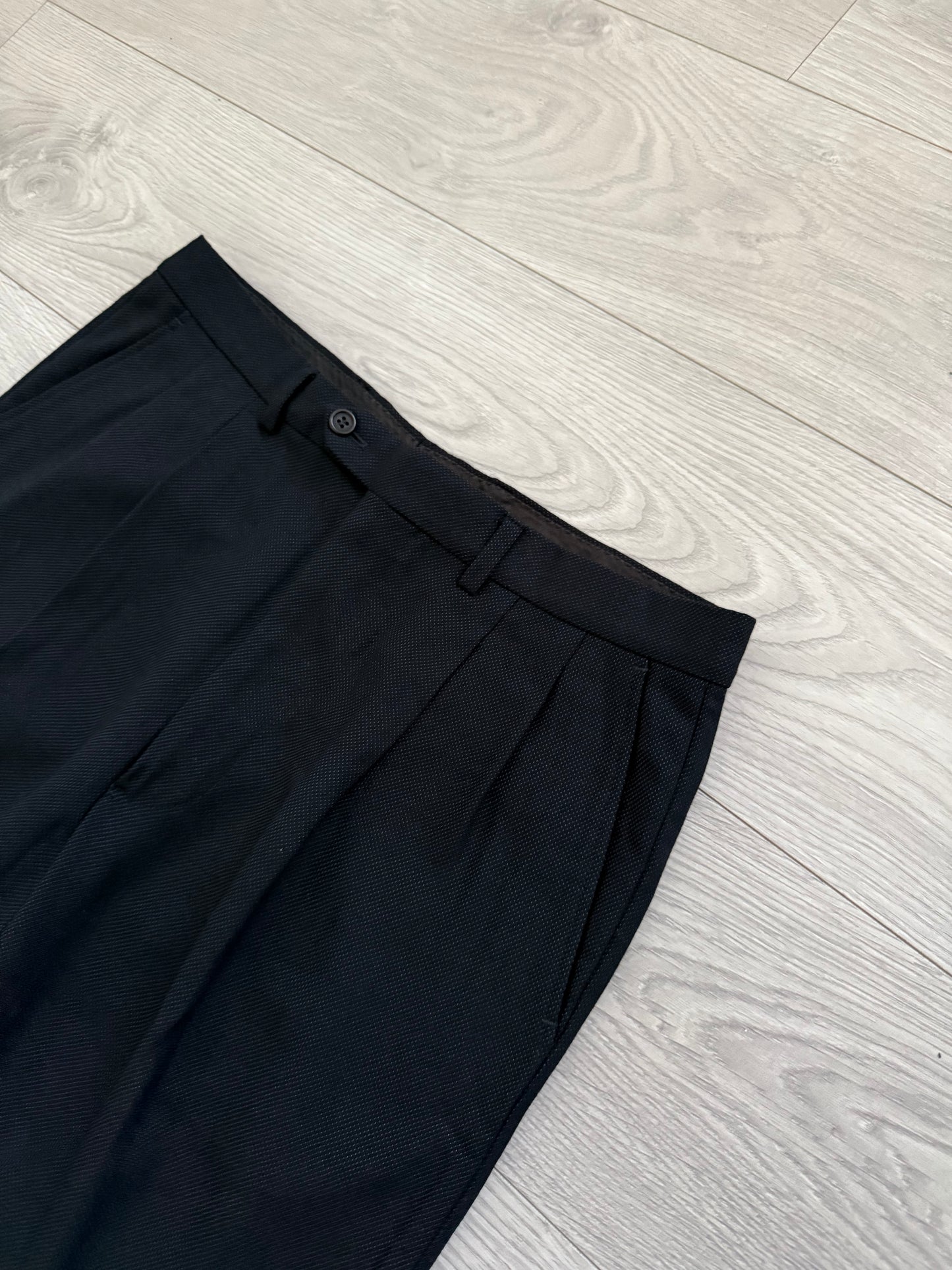 Giorgi Armani 1980s Pleated Double-Breasted Textured Suit - Size L Jacket / 34" Waist