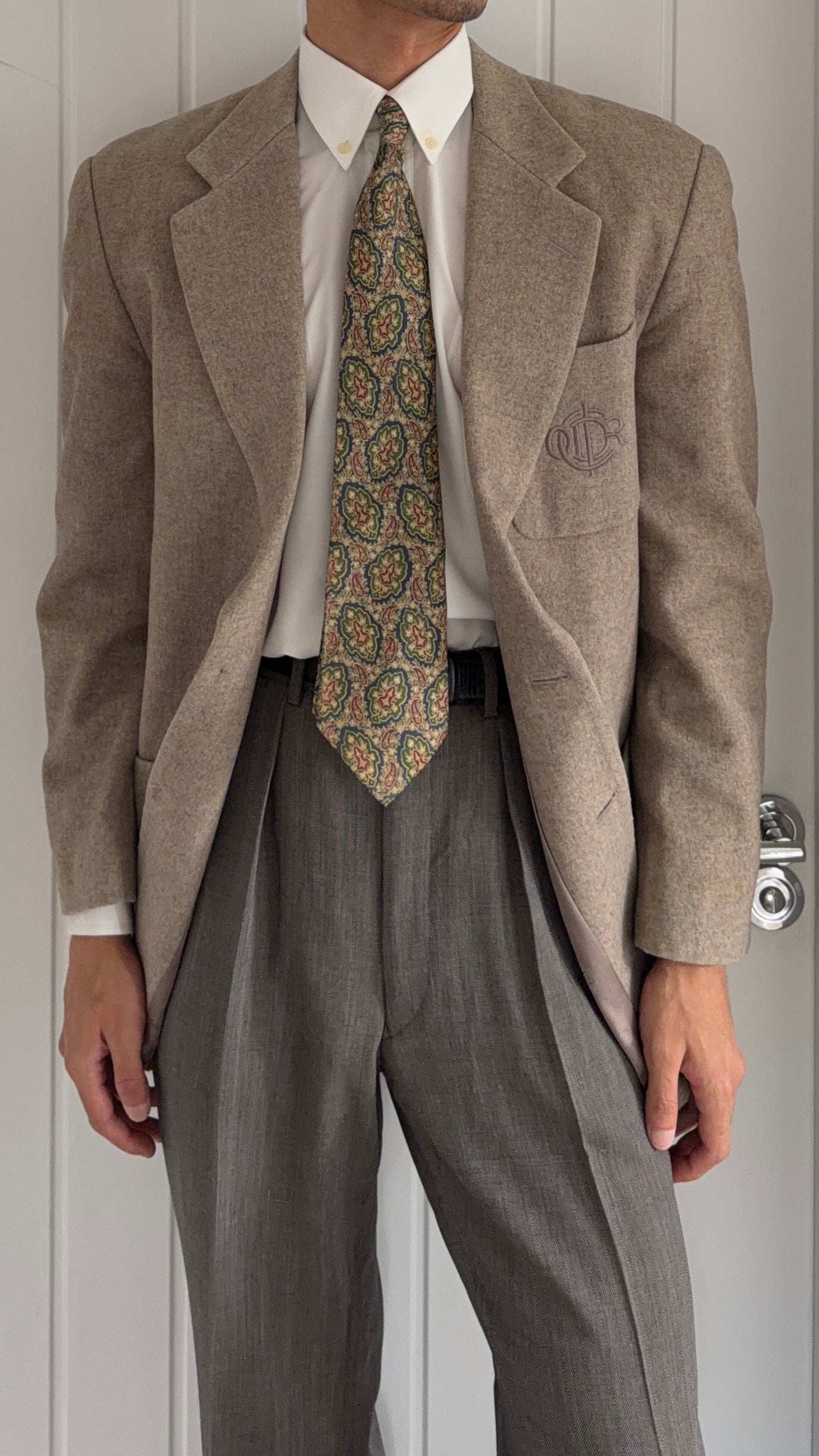 Christian Dior 1980s 2B Crest Logo Metal Button Wool Sport Jacket Blazer - Size M
