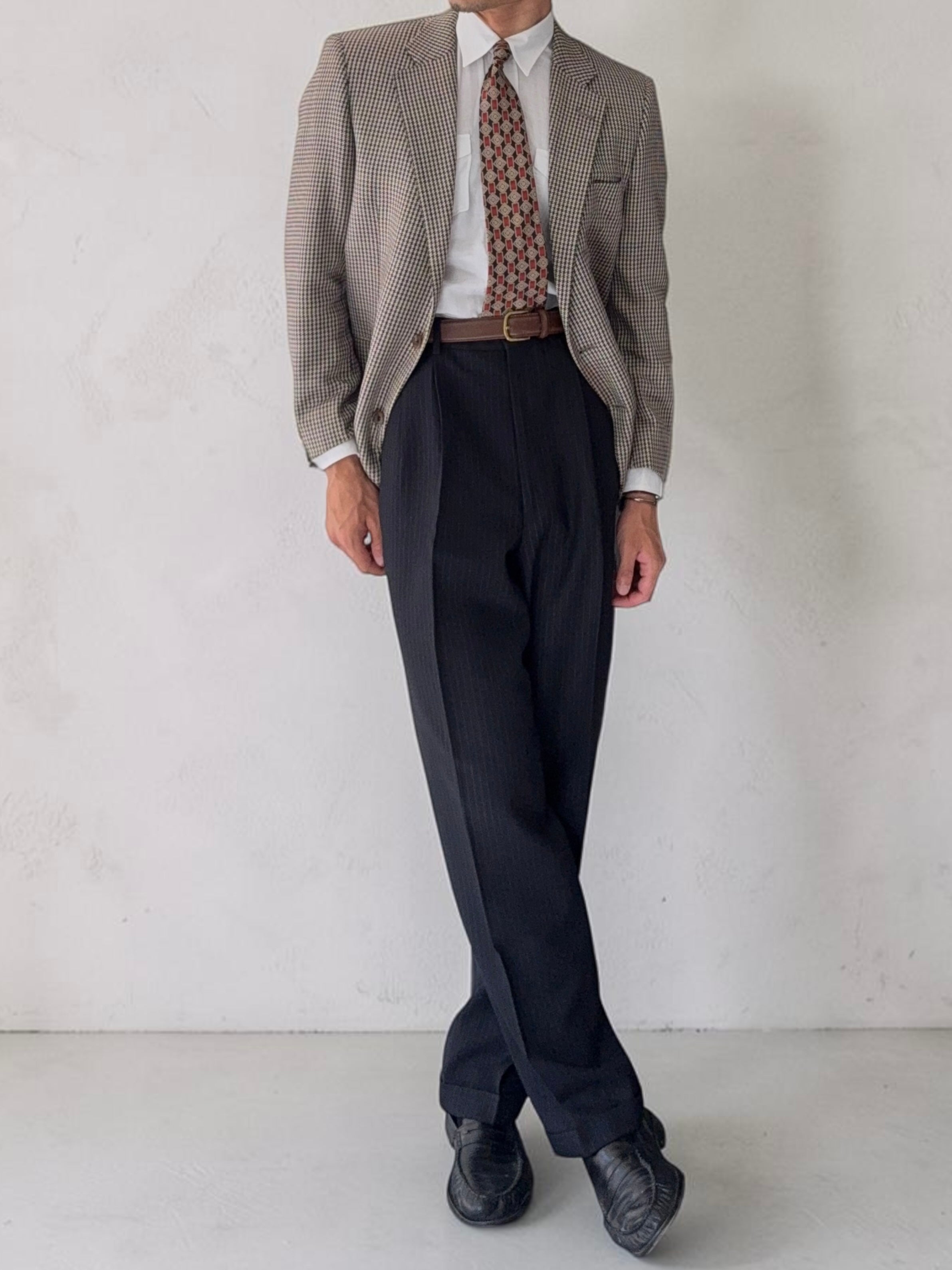 Comme Des Garcons Homme Deux 1998 Double-Pleat High Waisted Wool Silk Pinstriped Pants - Size 34" Waist
