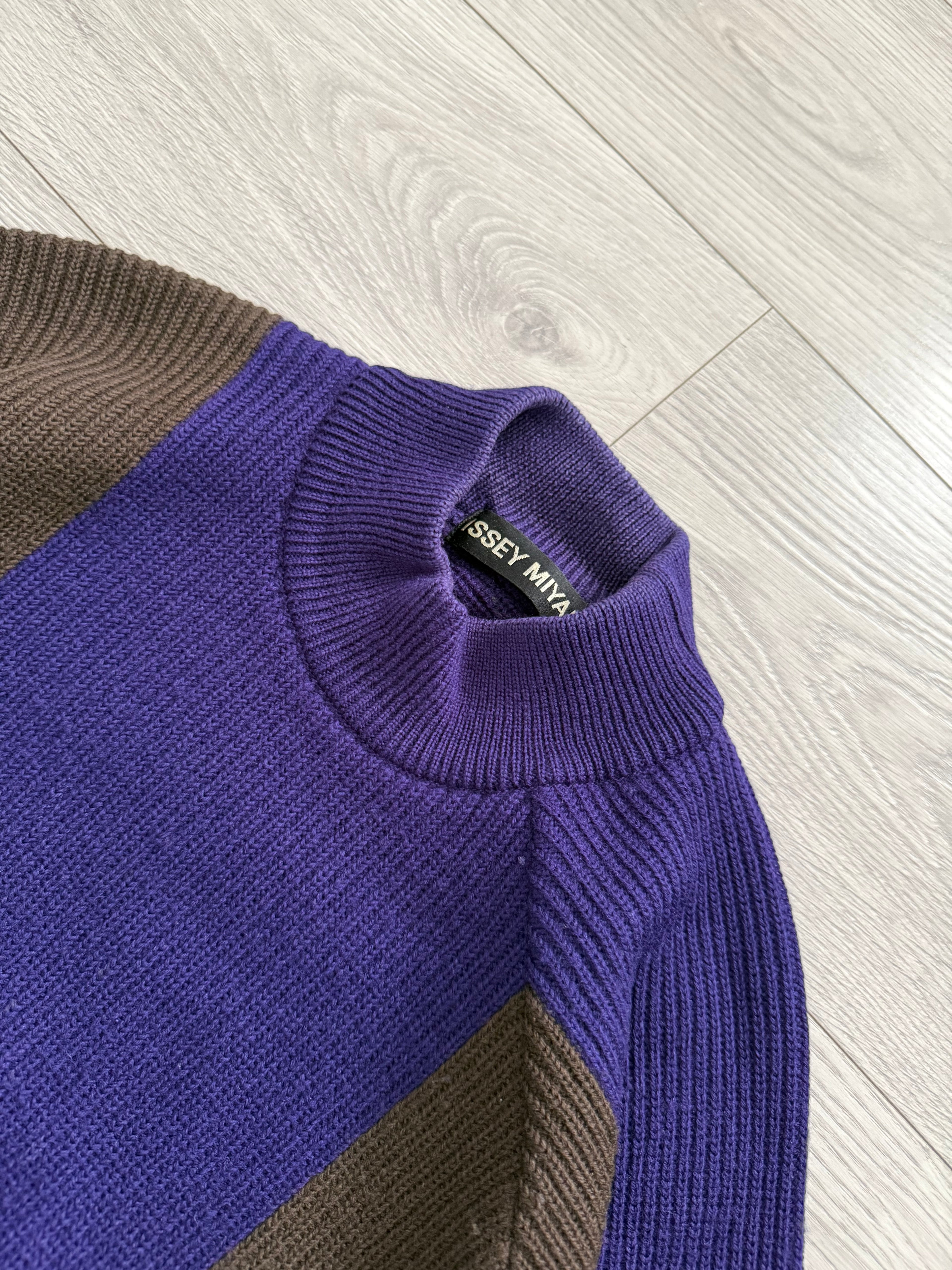 Issey Miyake 1990s Asymmetrical Panelled Mock Neck Knit Sweater - Size M