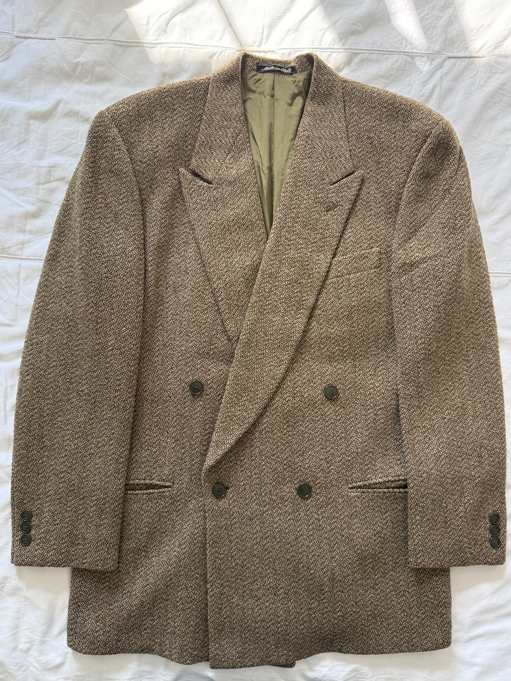 Giorgio Armani 1980s Peaked Lapel Double Breasted Textured Wool Sport Jacket Blazer - Size M