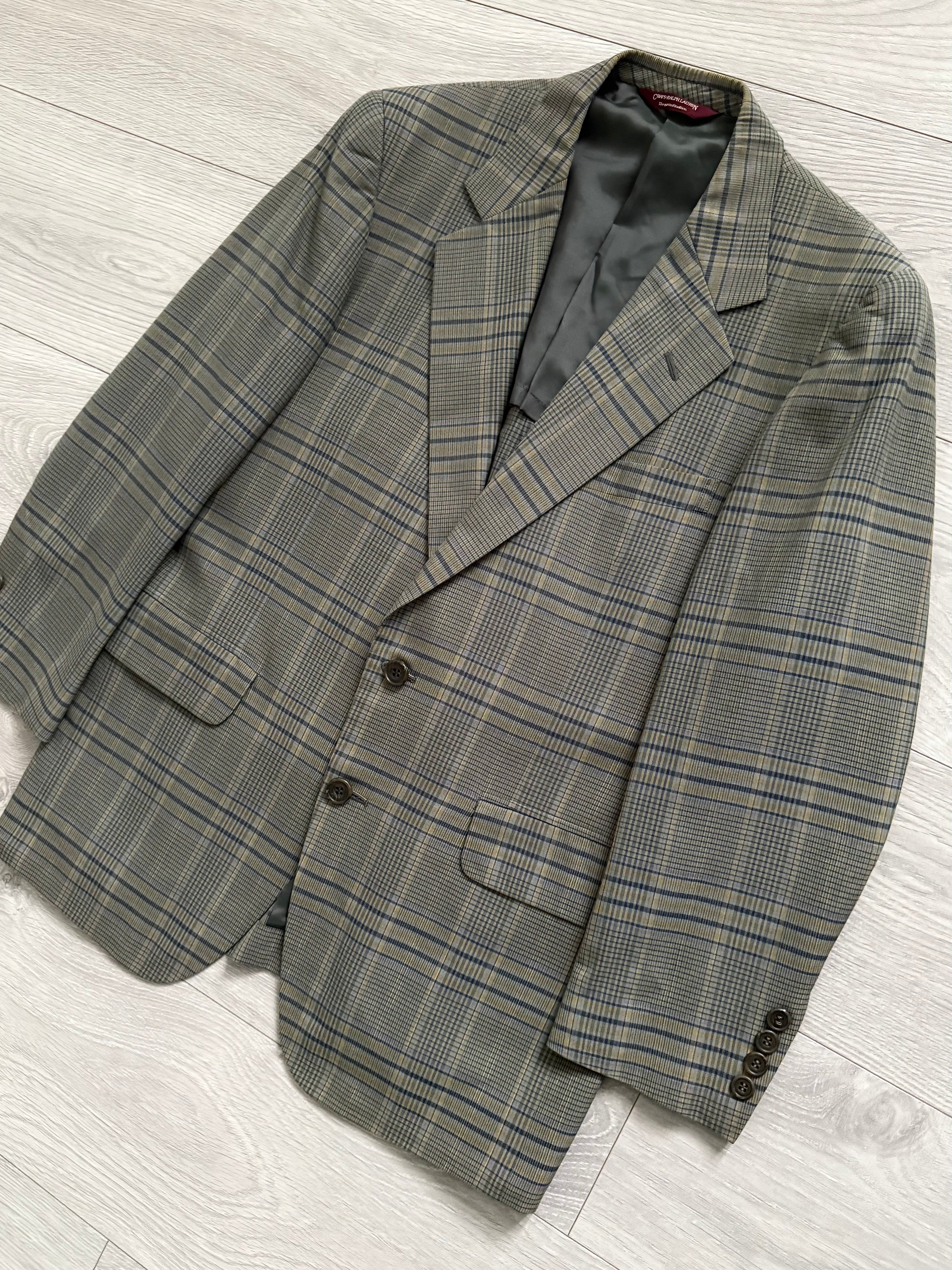 Chaps Ralph Lauren 1990s Checkered Cotton Sports Jacket - Size S