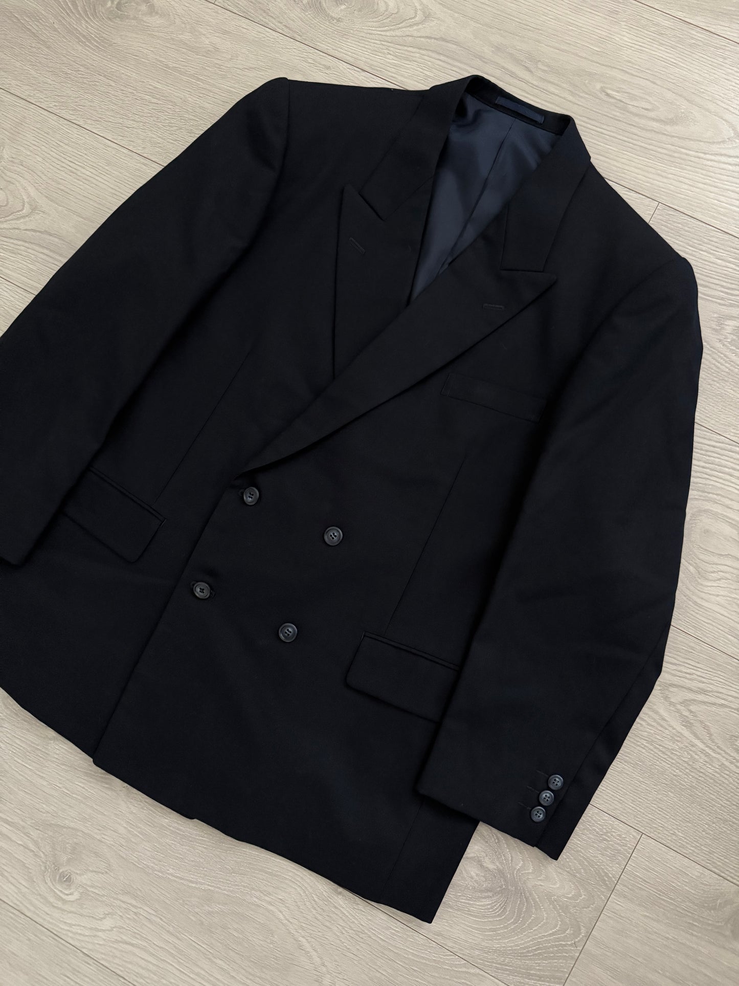 Doremuil Fabric Double Breasted Pleated Wool Suit - Size XL Jacket / 38" Waist