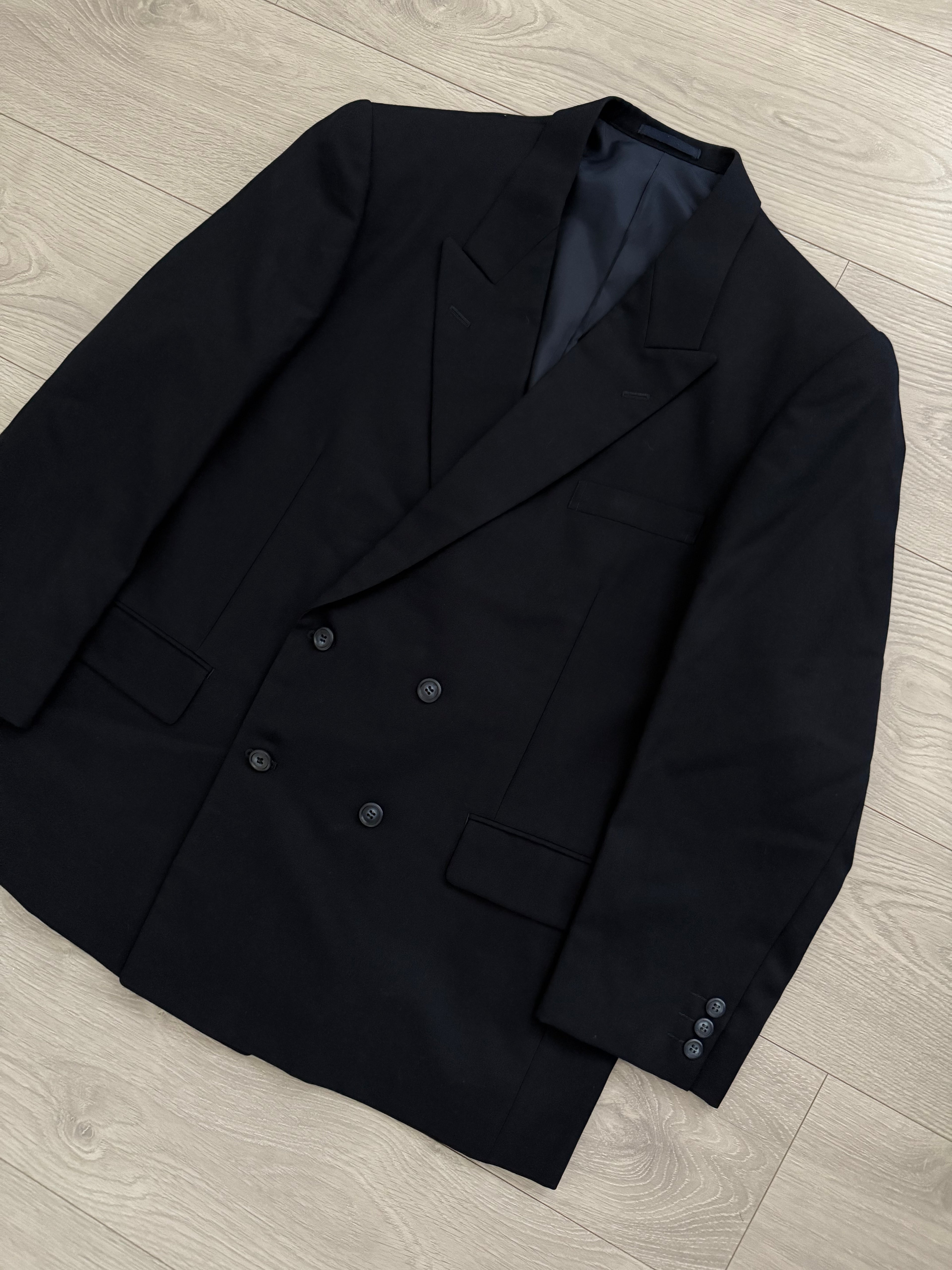 Doremuil Fabric Double Breasted Pleated Wool Suit - Size XL Jacket / 38" Waist