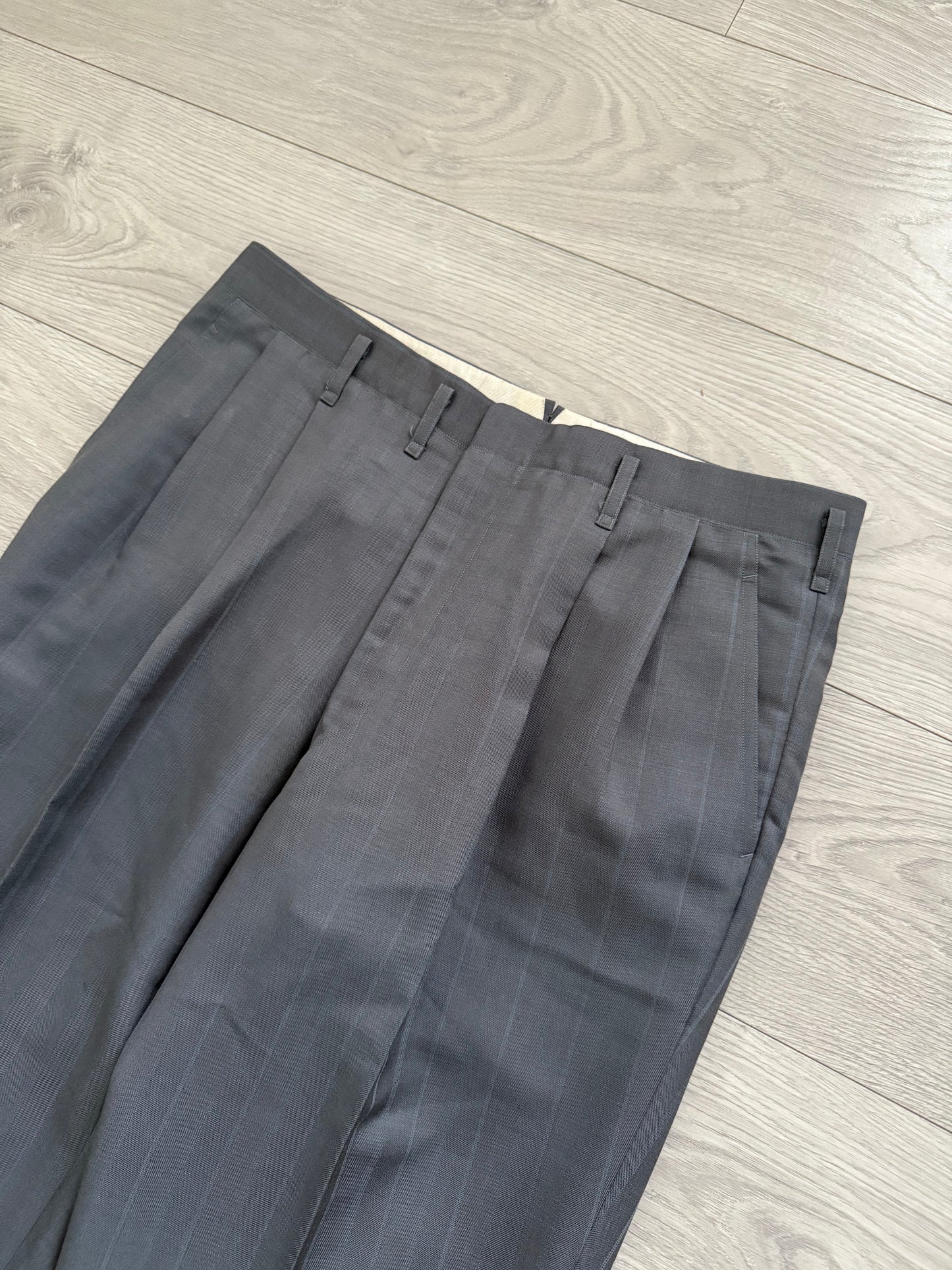 Yves Saint Laurent 1990s Double-Breasted Pleated Wool Suit - Size L Jacket / 34" Waist