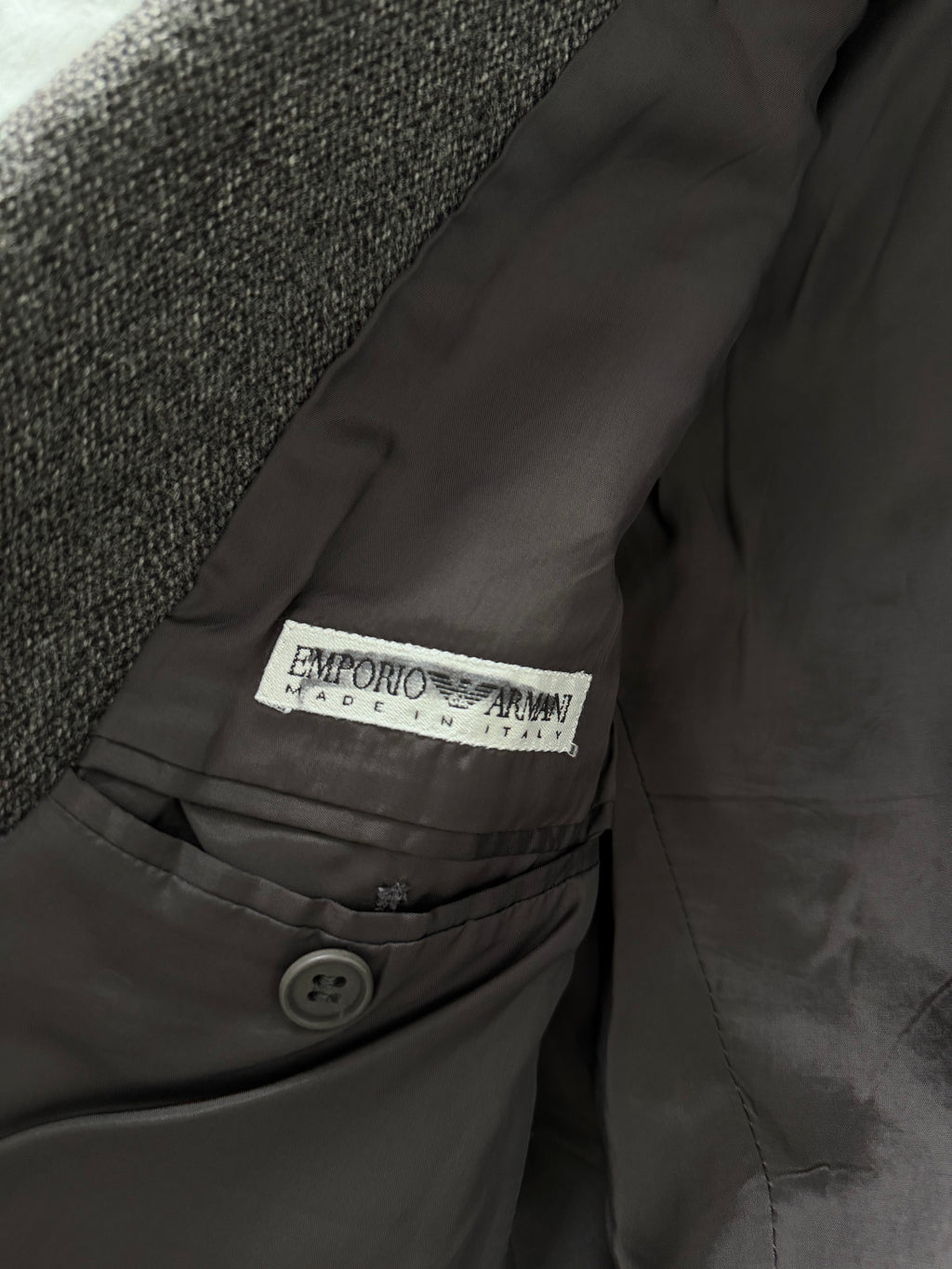 Emporio Armani 1990s 3B Wool Textured Sport Jacket Blazer Grey - Size S