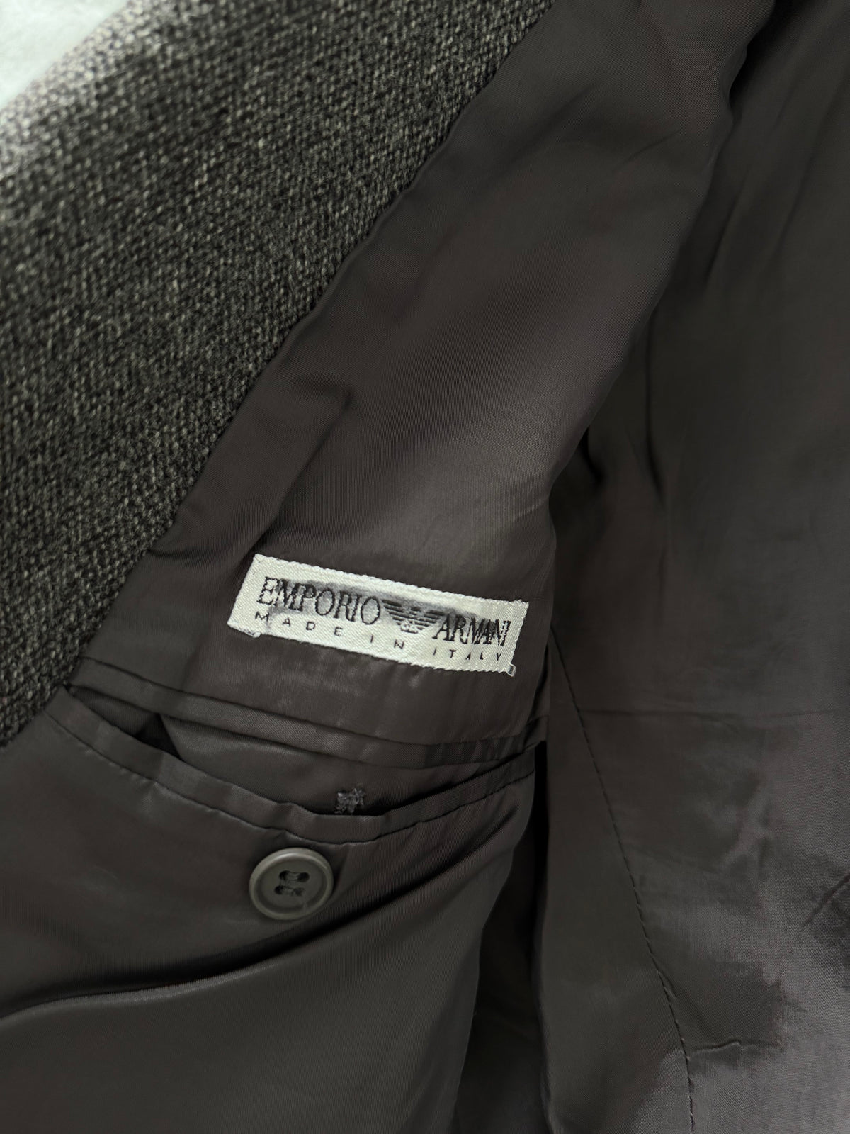 Emporio Armani 1990s 3B Wool Textured Sport Jacket Blazer Grey - Size S