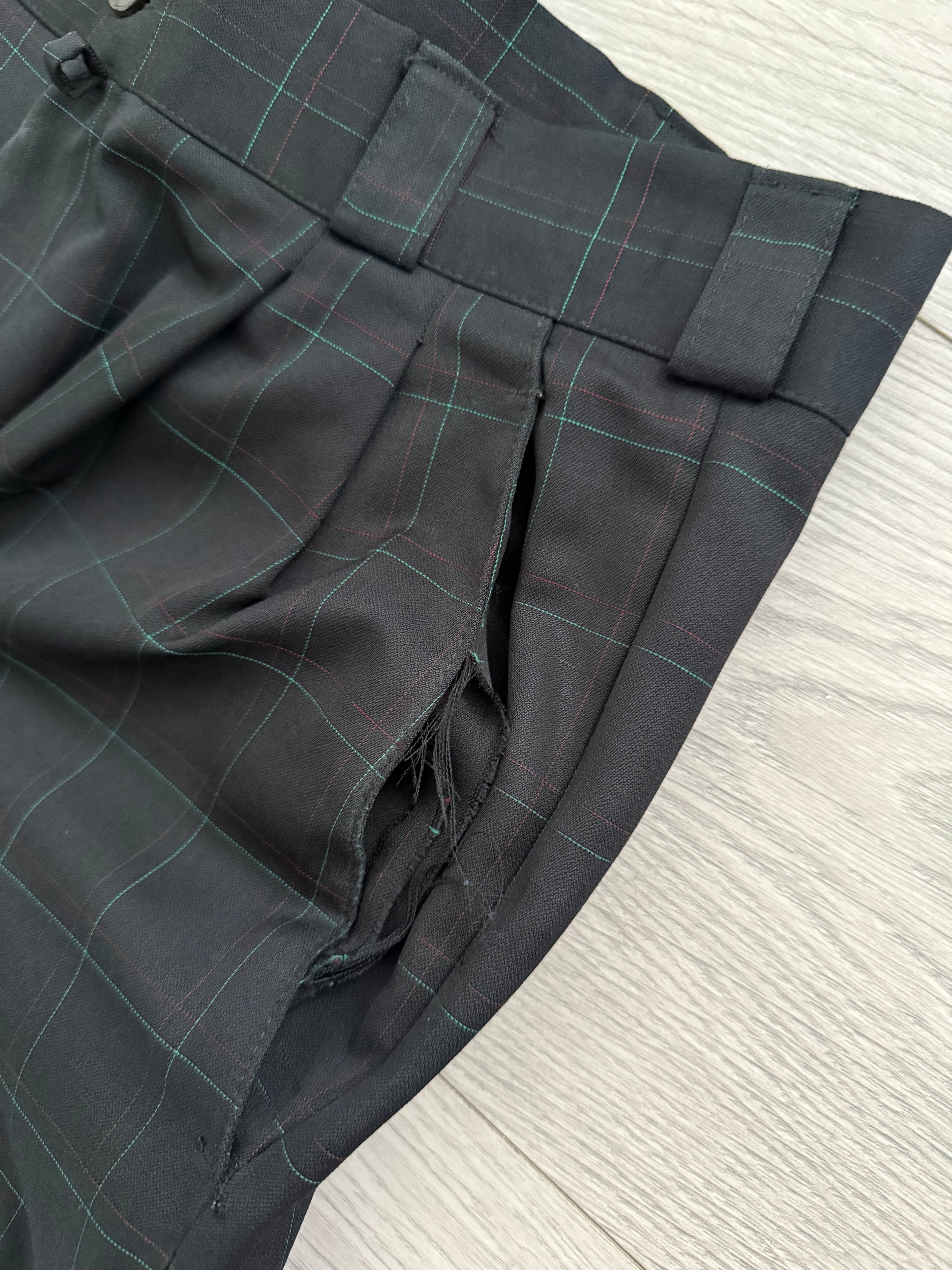 Versace 1980s Notch Lapel Double Breasted Pleated Wool Check Suit Black - Size M Jacket / 32" Waist