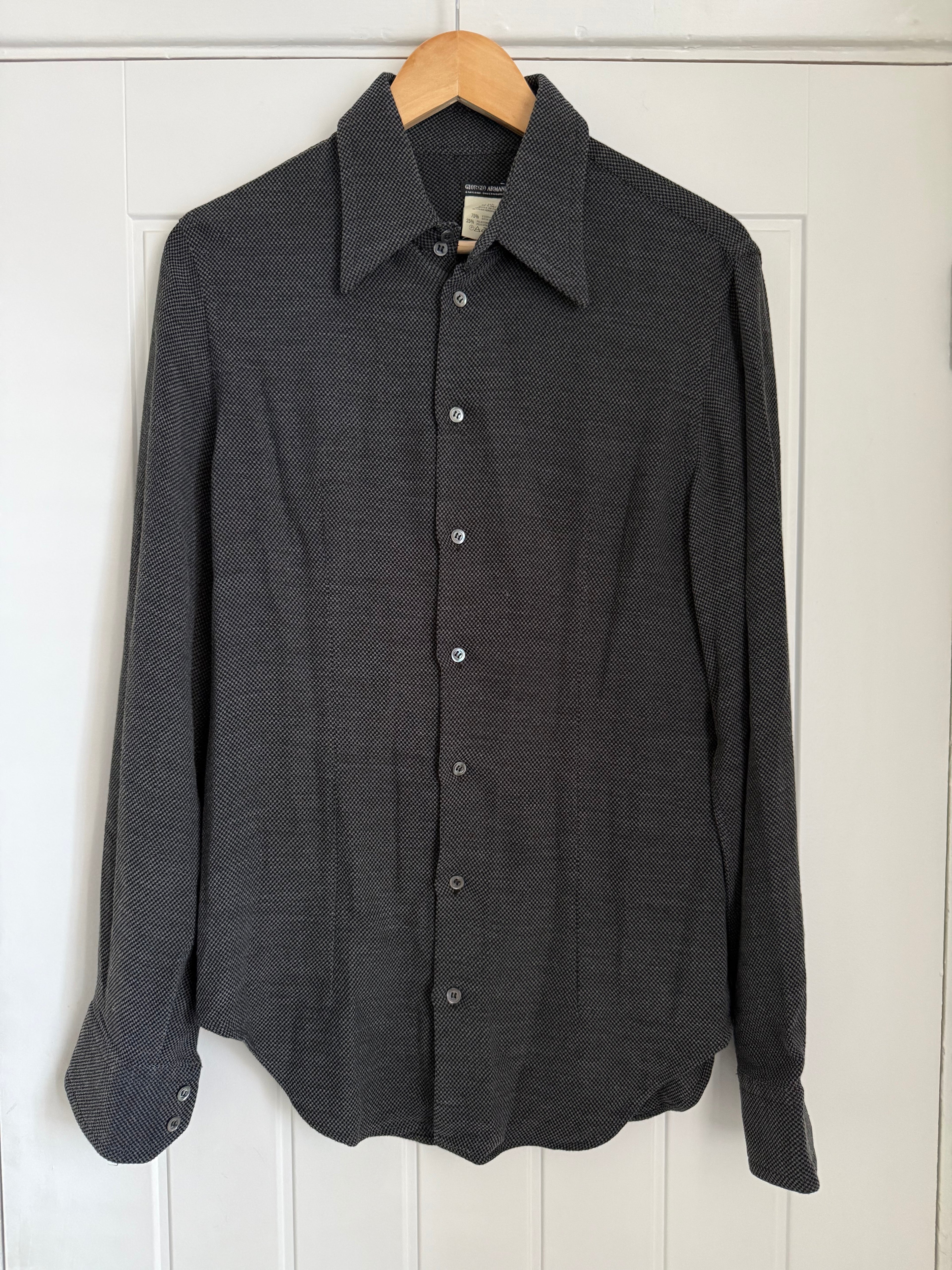 Giorgio Armani Black Label 1990s Spear Collar Shirt - Size S