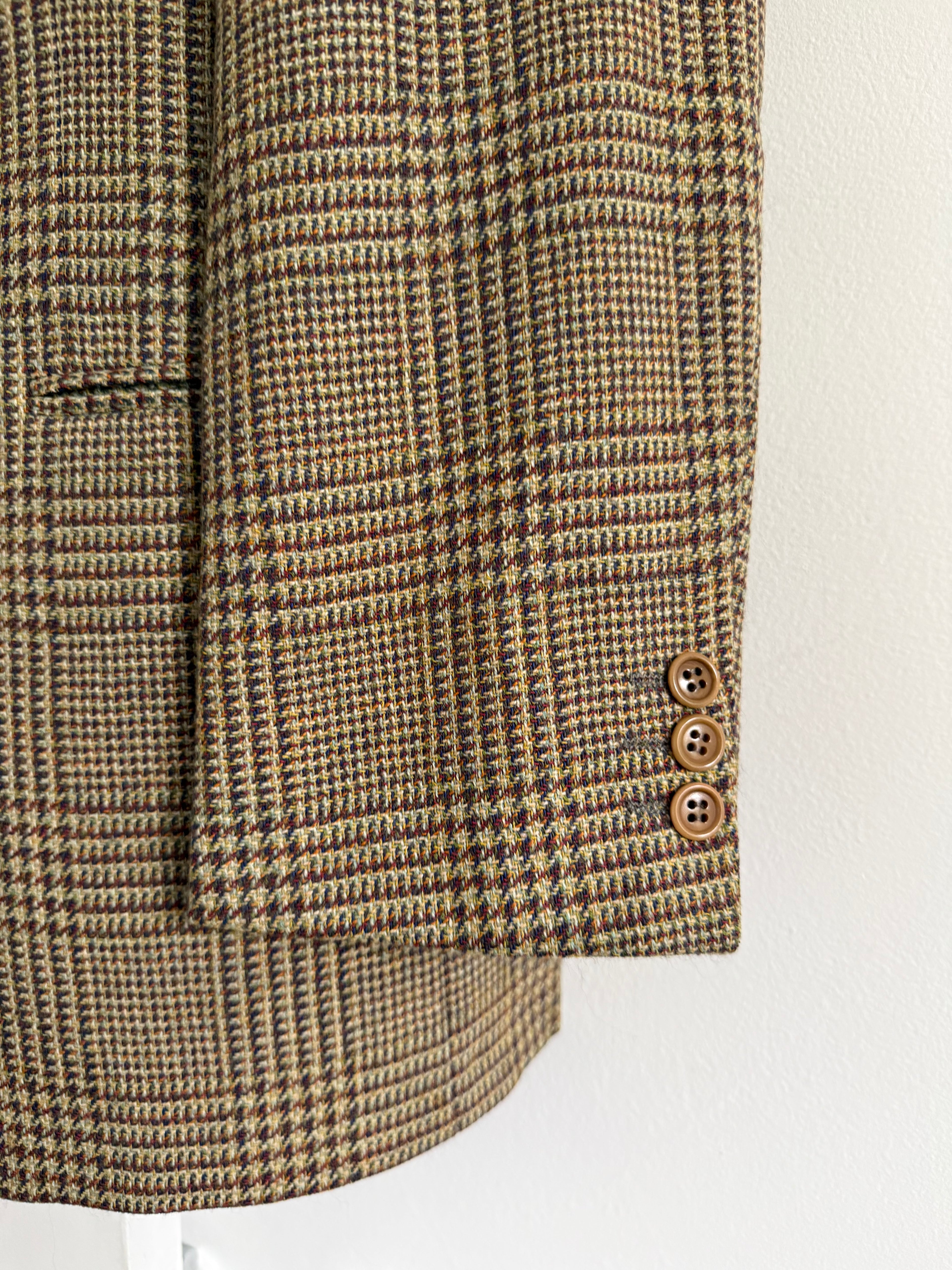 Valentino 1980s Peaked Lapel Double Breasted Textured Wool Sports Blazer Jacket - Size L
