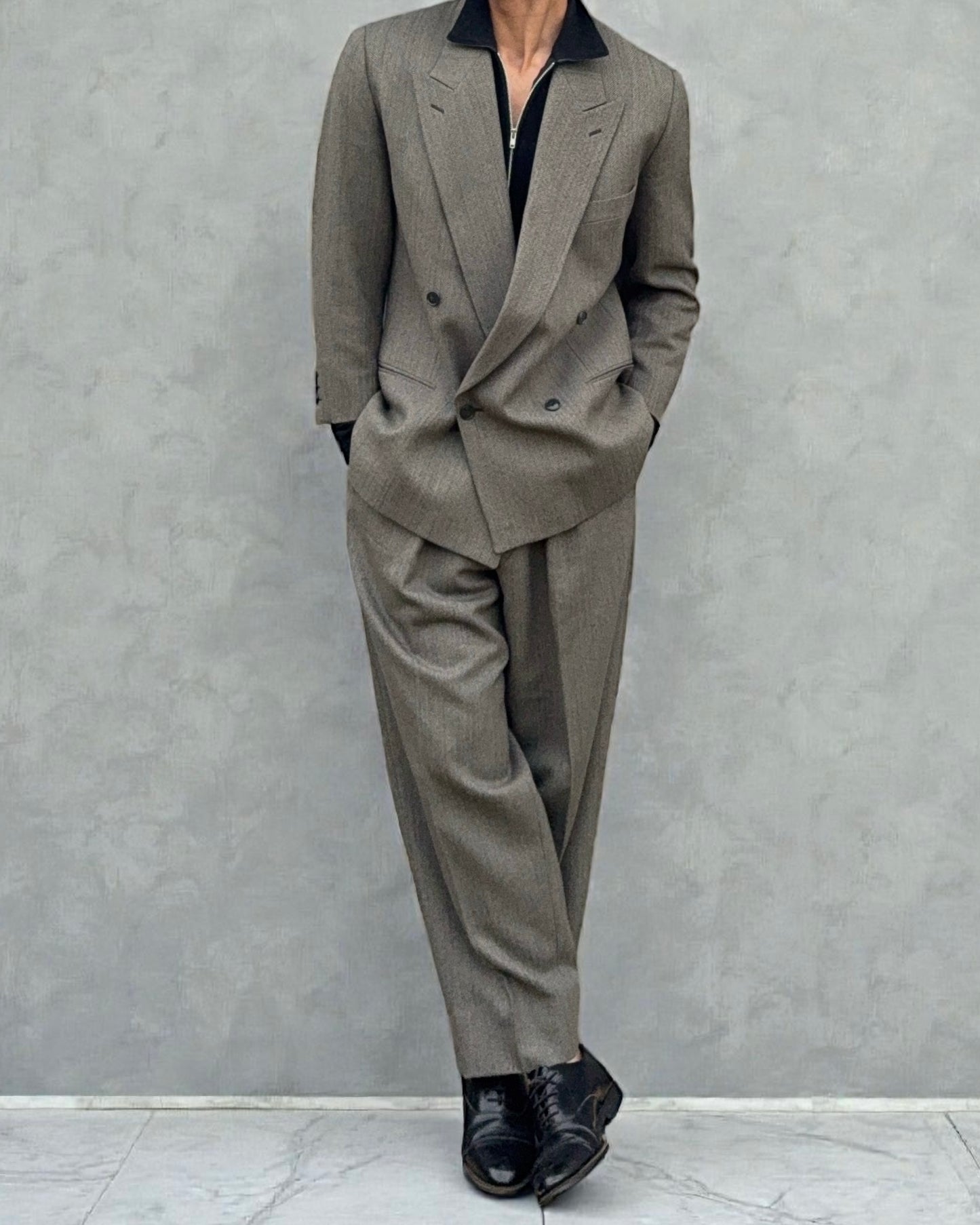 Emporio Armani 1990s Double-Breasted Pleated Wool Suit - Size M Jacket / 34" Waist