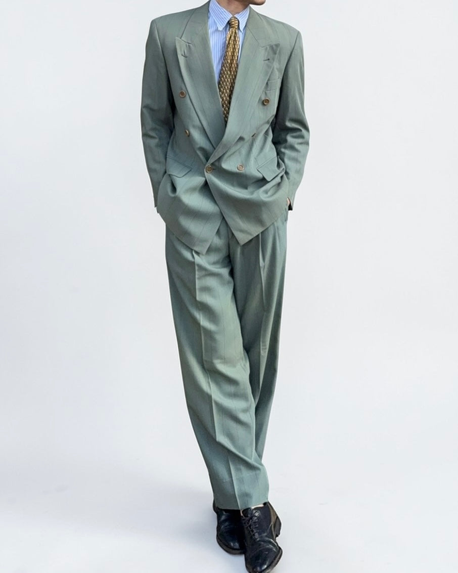 Hugo Boss 1980s 'Al Capone' Double-Breasted Pleated Wool Suit - Size S Jacket / 31" Waist