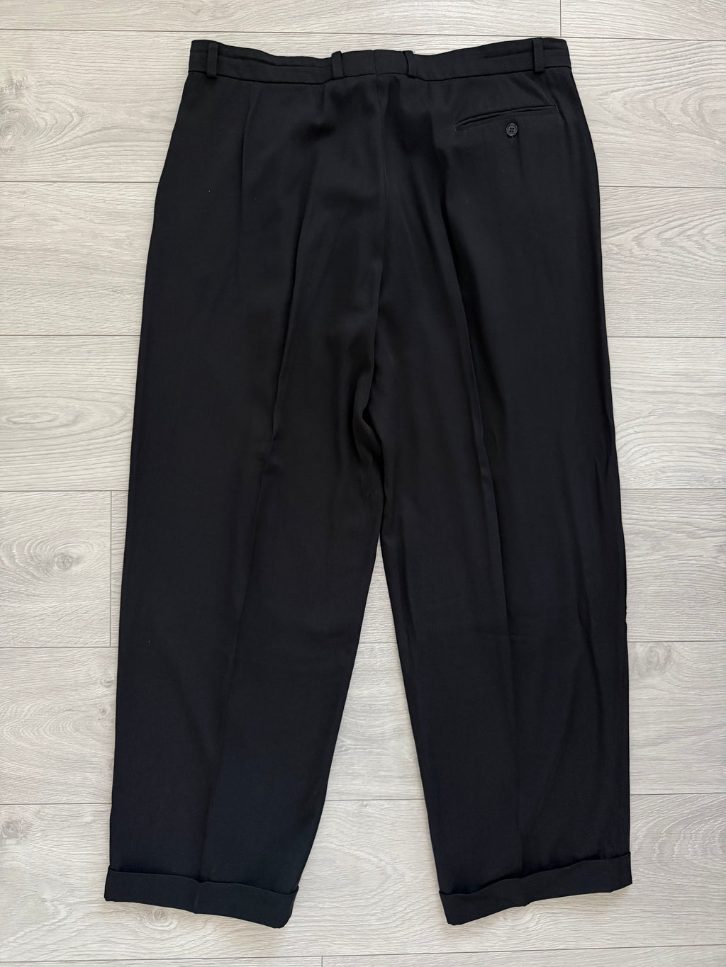 Giorgio Armani Black Label Mainline 1990s Nehru Collar Draped Wool Pleated Suit - Size XXL Jacket / 38" Waist