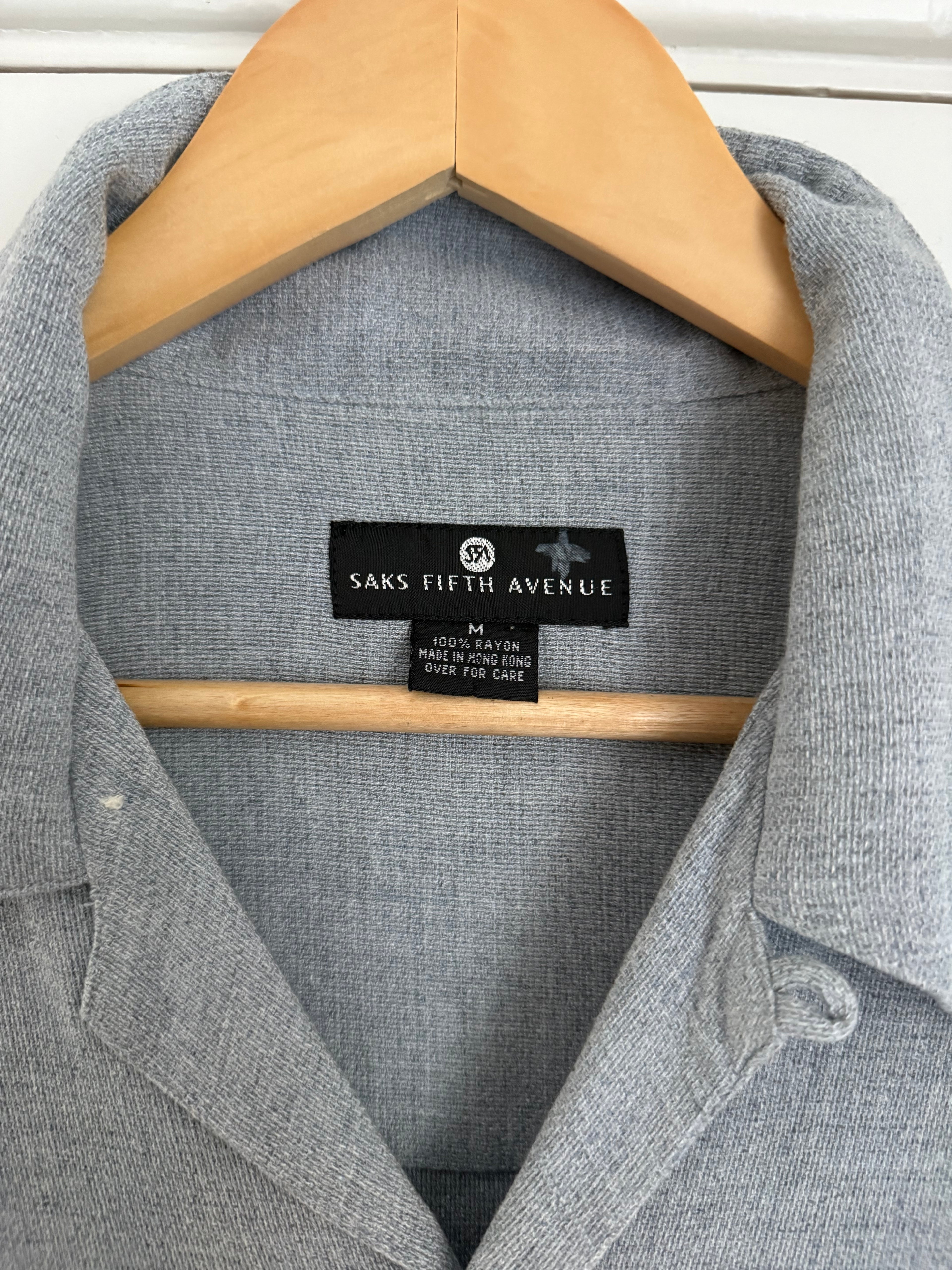Saks Fifth Avenue 1990s Italian Fabric Relaxed Rayon Shirt - Size M