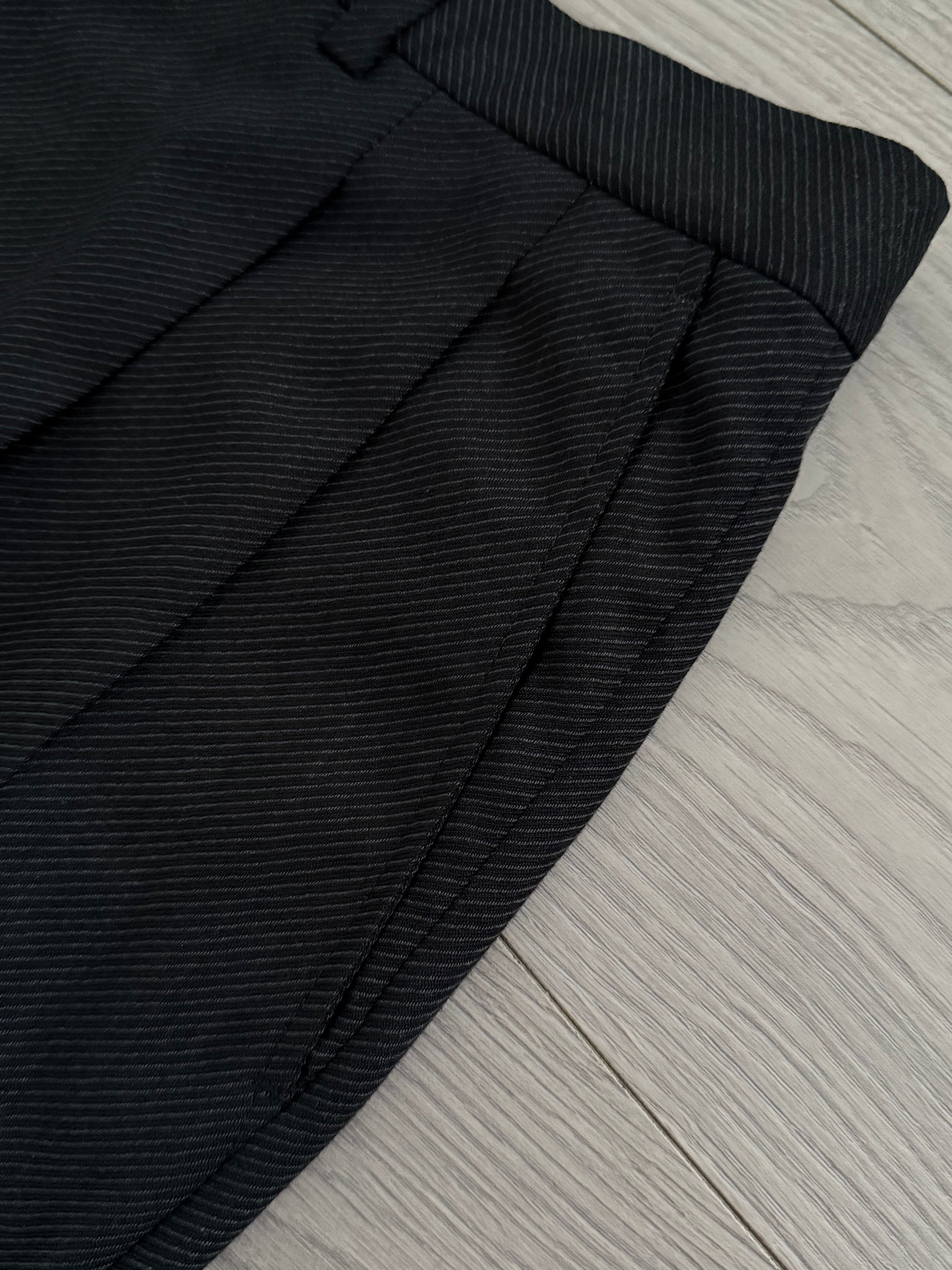 Giorgio Armani 1980s Double Breasted Pleated Wool Suit Black/Grey New - Size L Jacket / 32" Waist