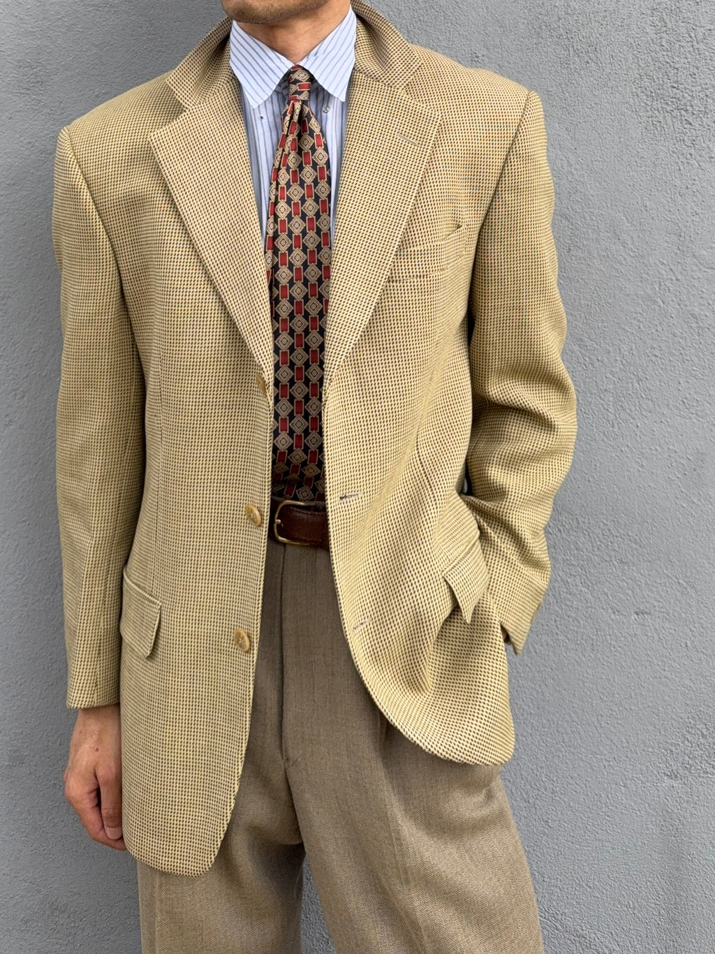 Valentino 1980s 3B Textured Wool Sports Jacket Blazer  - Size M