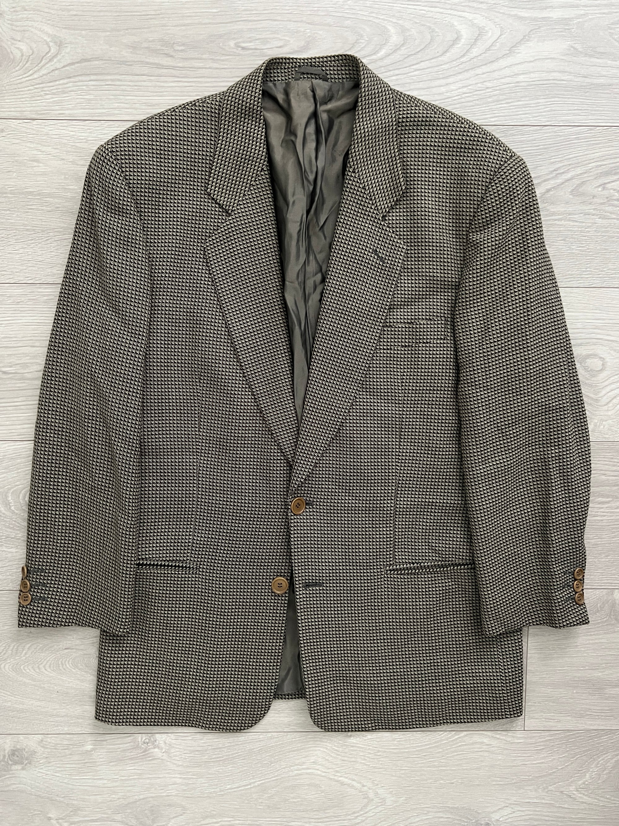 Giorgio Armani 1990s Houndstooth Wool Blazer Jacket - Size M