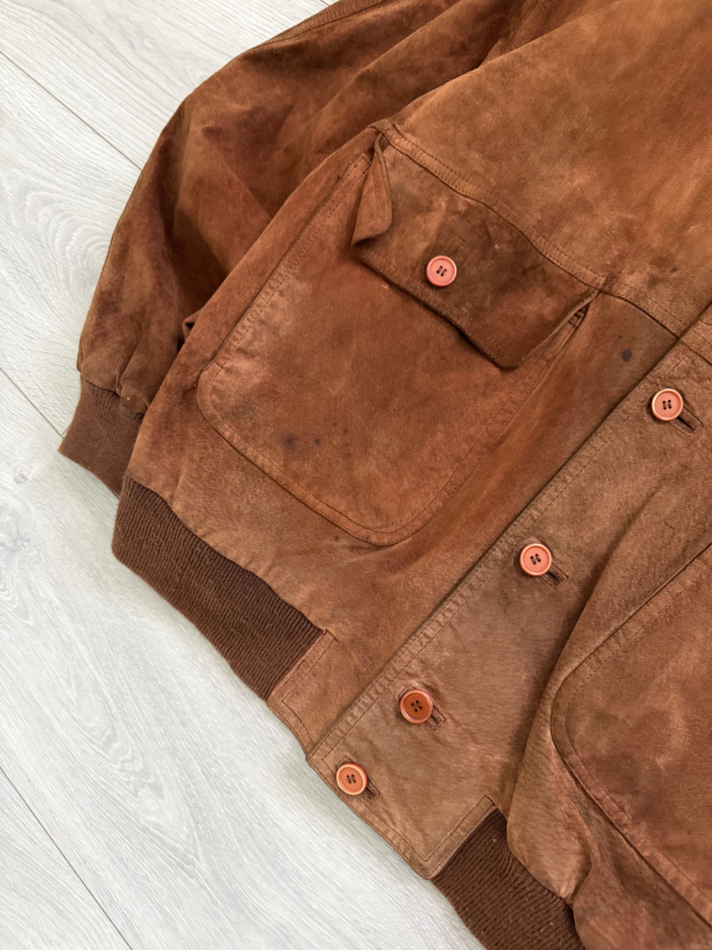 1980s Vera Pelle Leather Suede Jacket Rust Brown - Size L