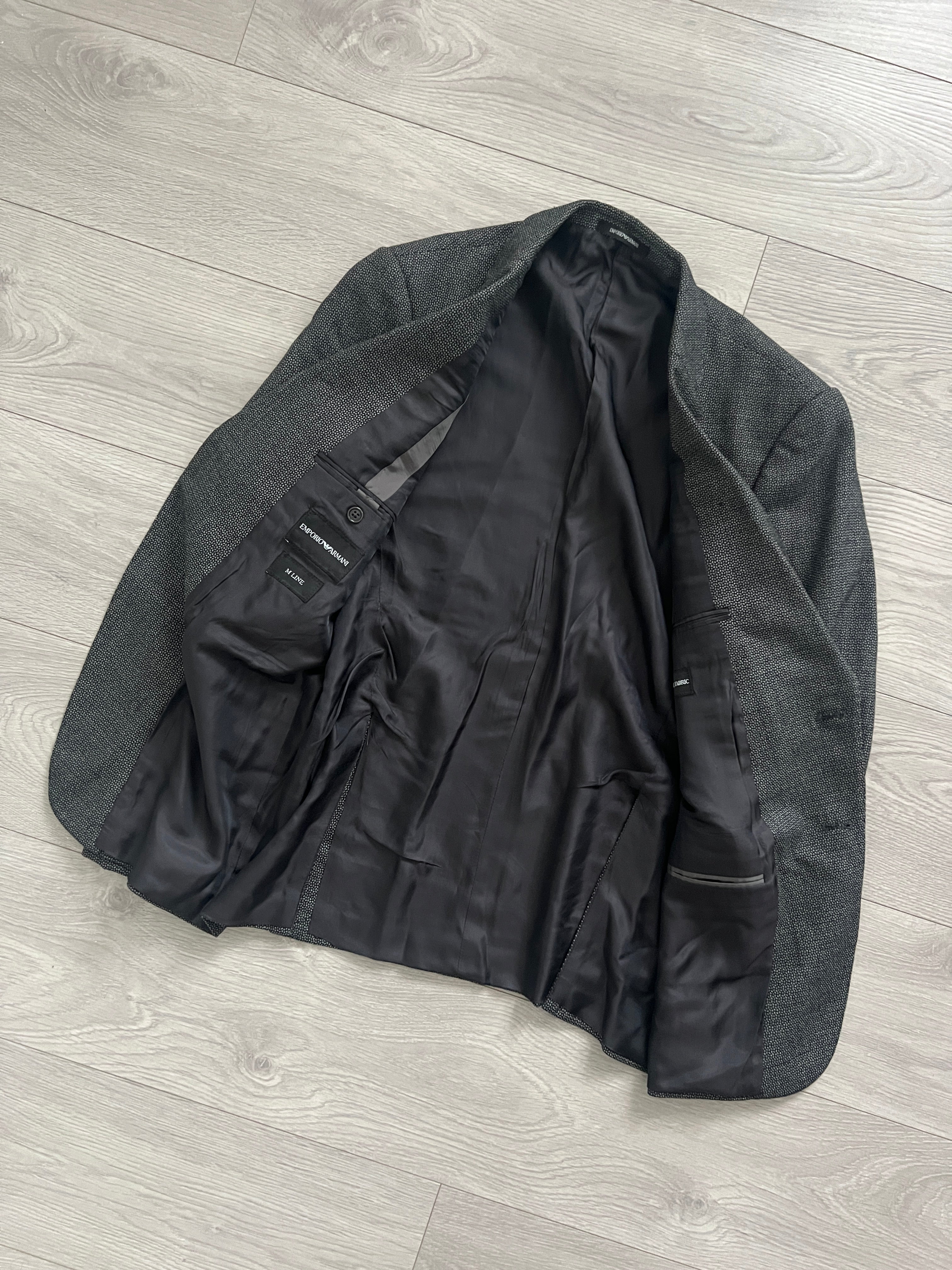 Emporio Armani Textured Wool Grey Suit - Size L Jacket / 34" Waist