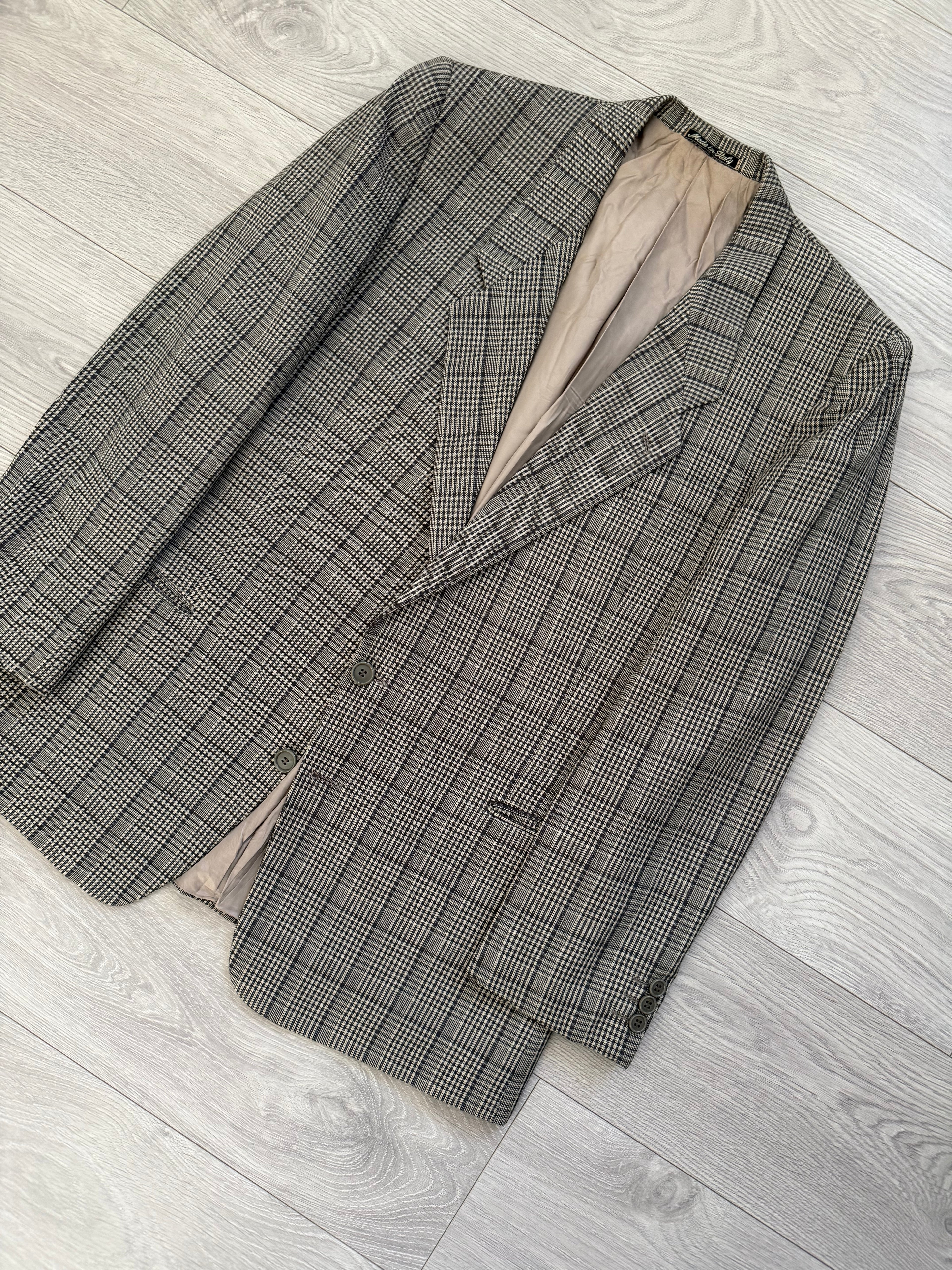 Giorgio Armani 1980s Mainline Wool Check Blazer Sports Jacket - Size L