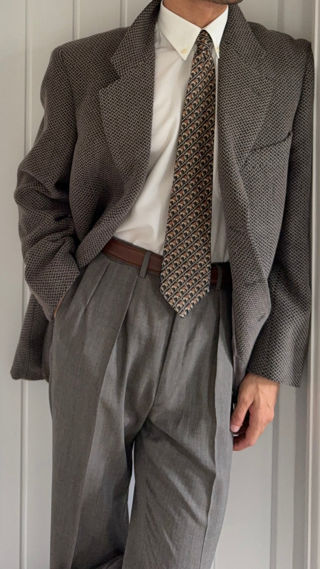 Giorgio Armani 1980s 3B Textured Wool Sport Jacket Blazer - Size XL