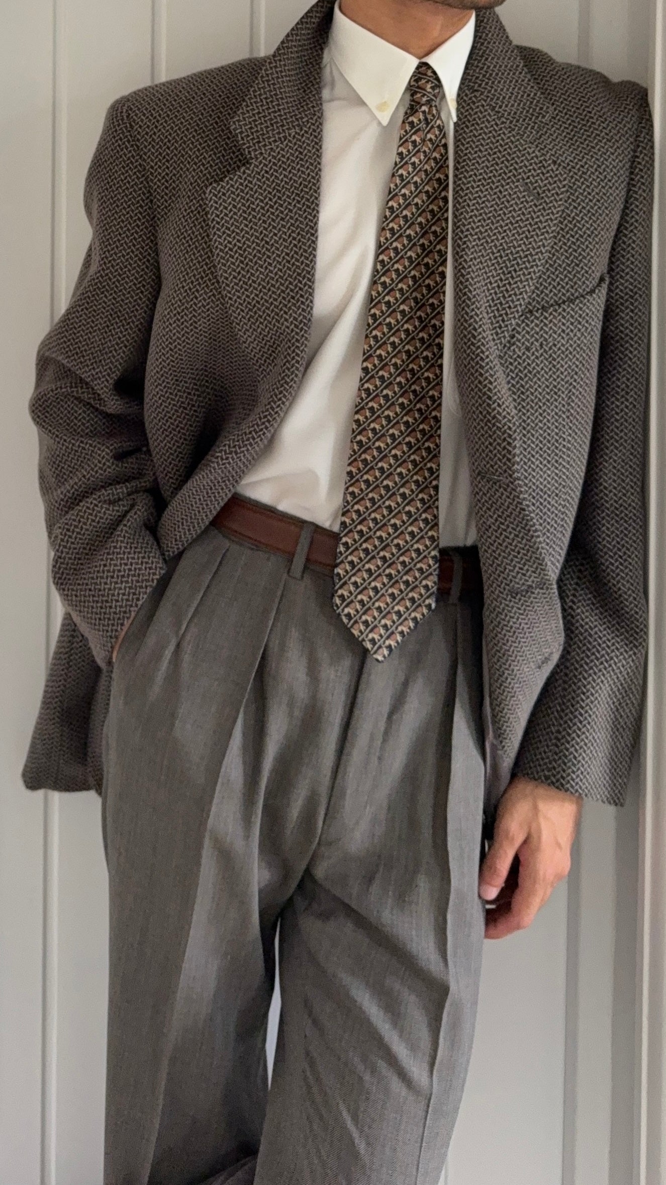 Giorgio Armani 1980s 3B Textured Wool Sport Jacket Blazer - Size XL