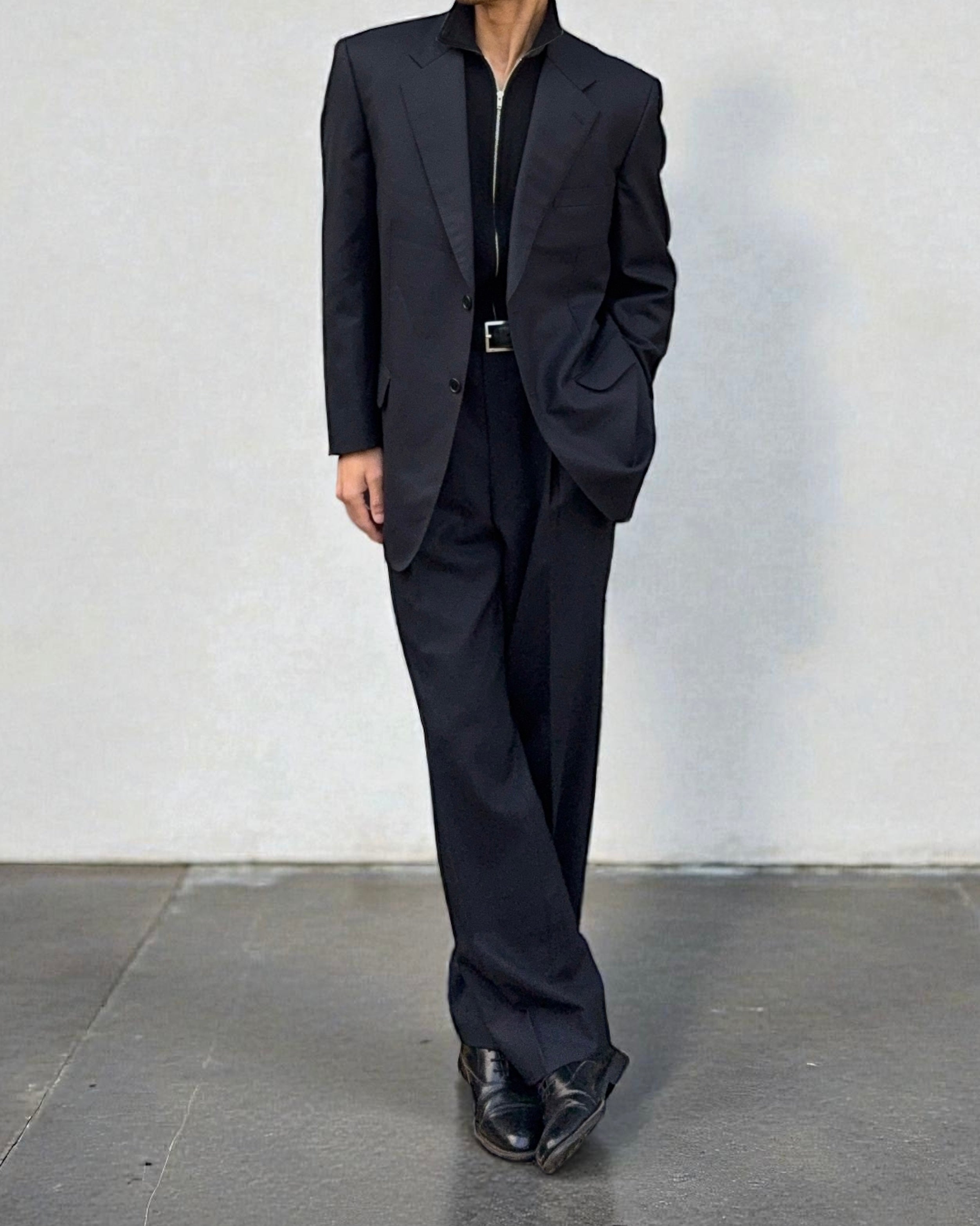 Le Chic Doremuil Fabric Pleated Wool Suit - Size L Jacket / 34" Waist