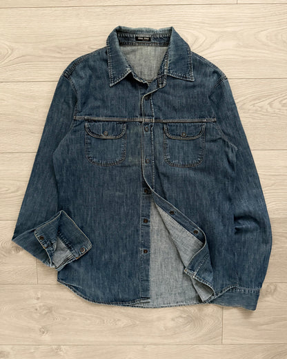 Miu Miu 00s Mens Western Snap Denim Shirt - Size M