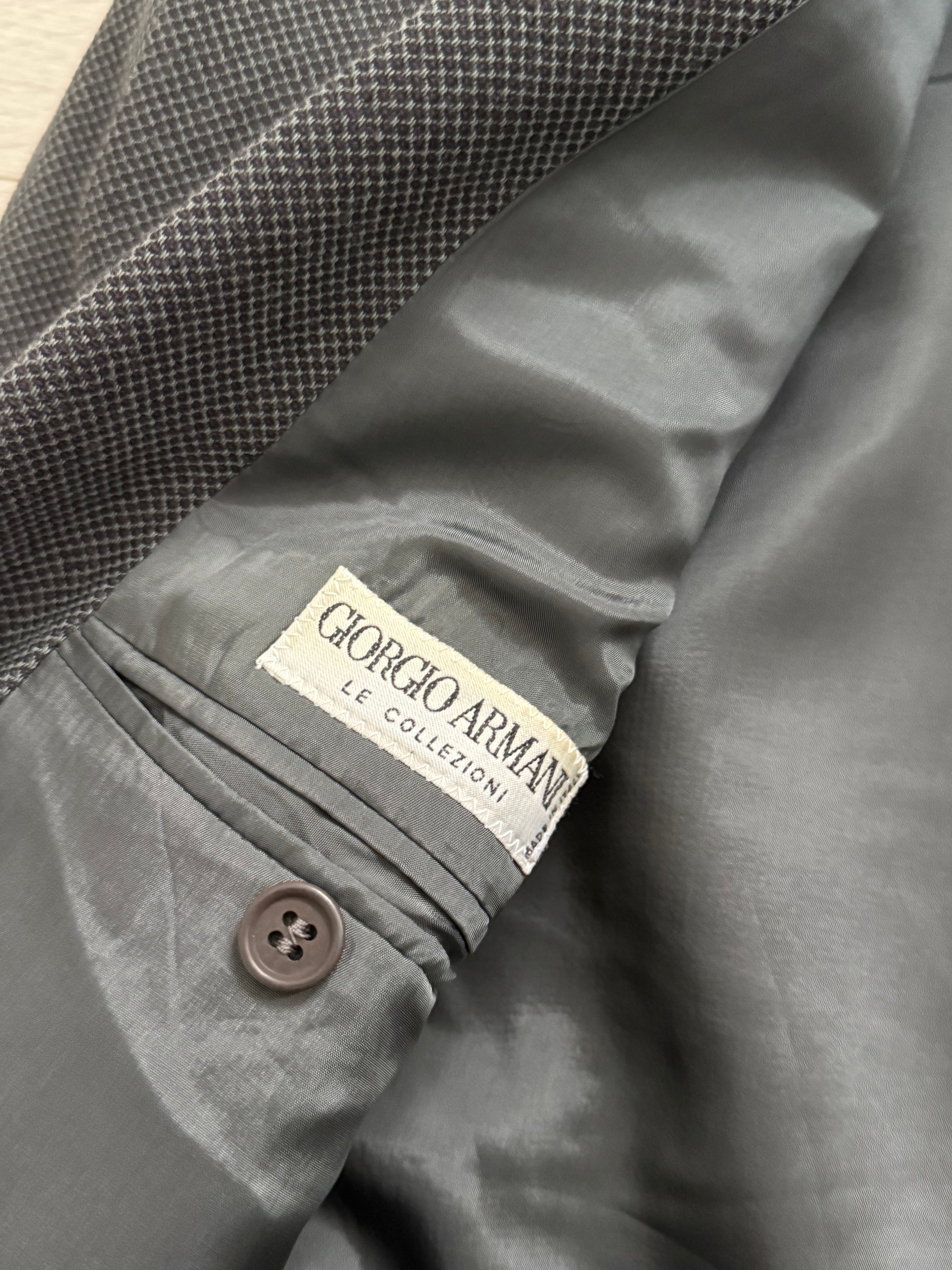 Giorgio Armani 1980s Double Breasted Pleated Wool Suit Grey New - Size L Jacket / 32" Waist