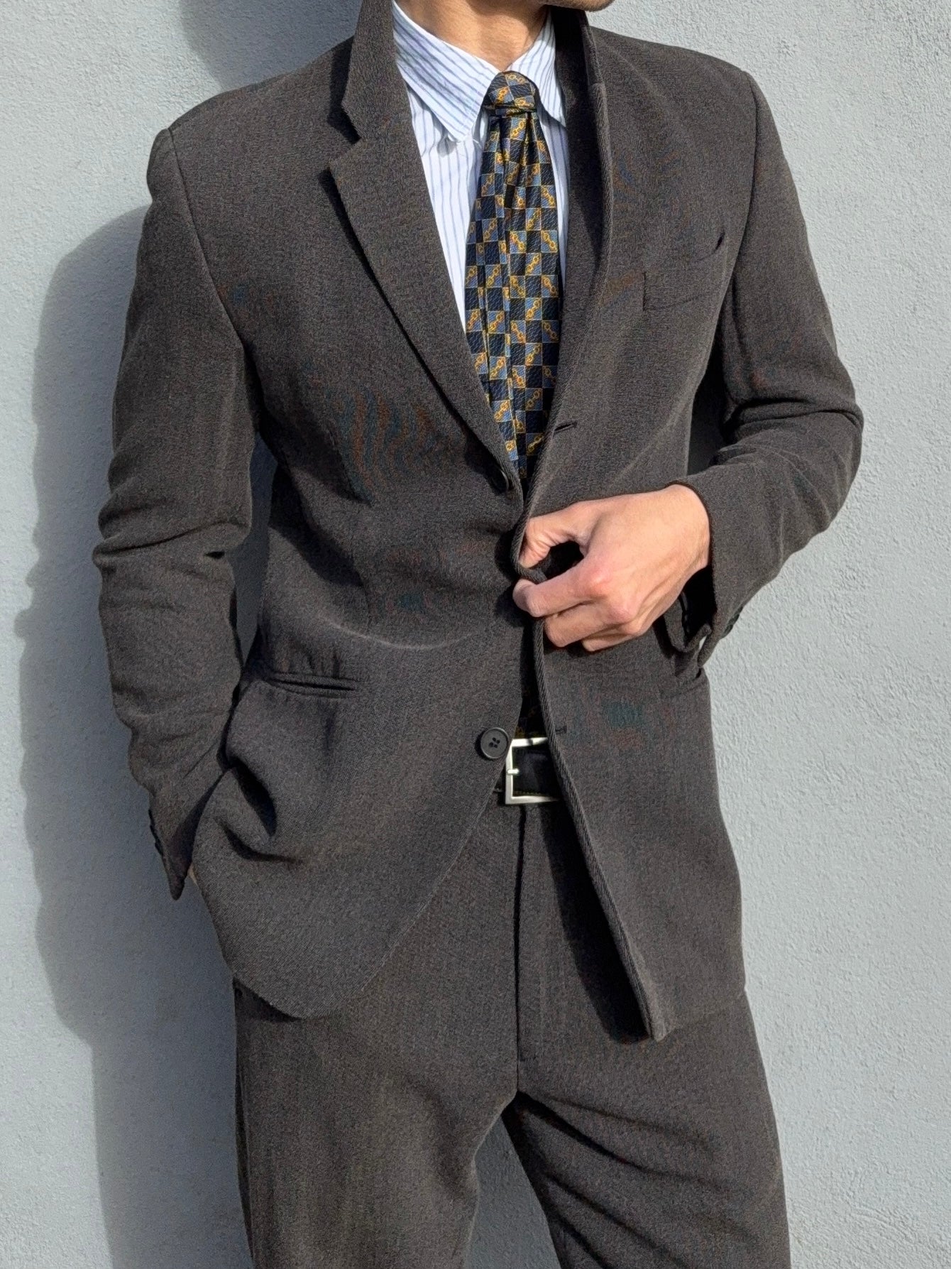 Emporio Armani SS2001 Draped Wool 3B Suit Grey - Size S Jacket / 30" Waist